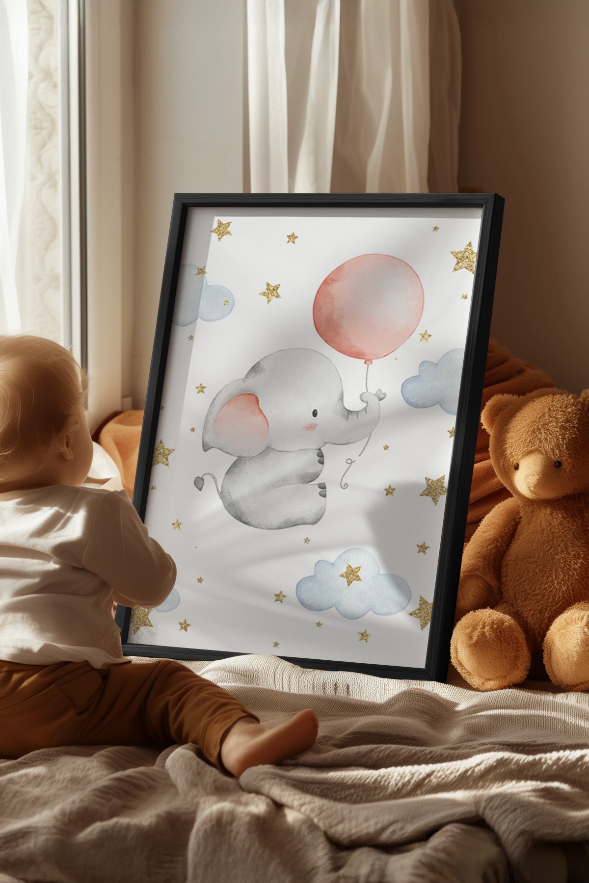 Çocuk Odası, Bebek Odası Siyah Çerçeveli Poster, Tablo No:25