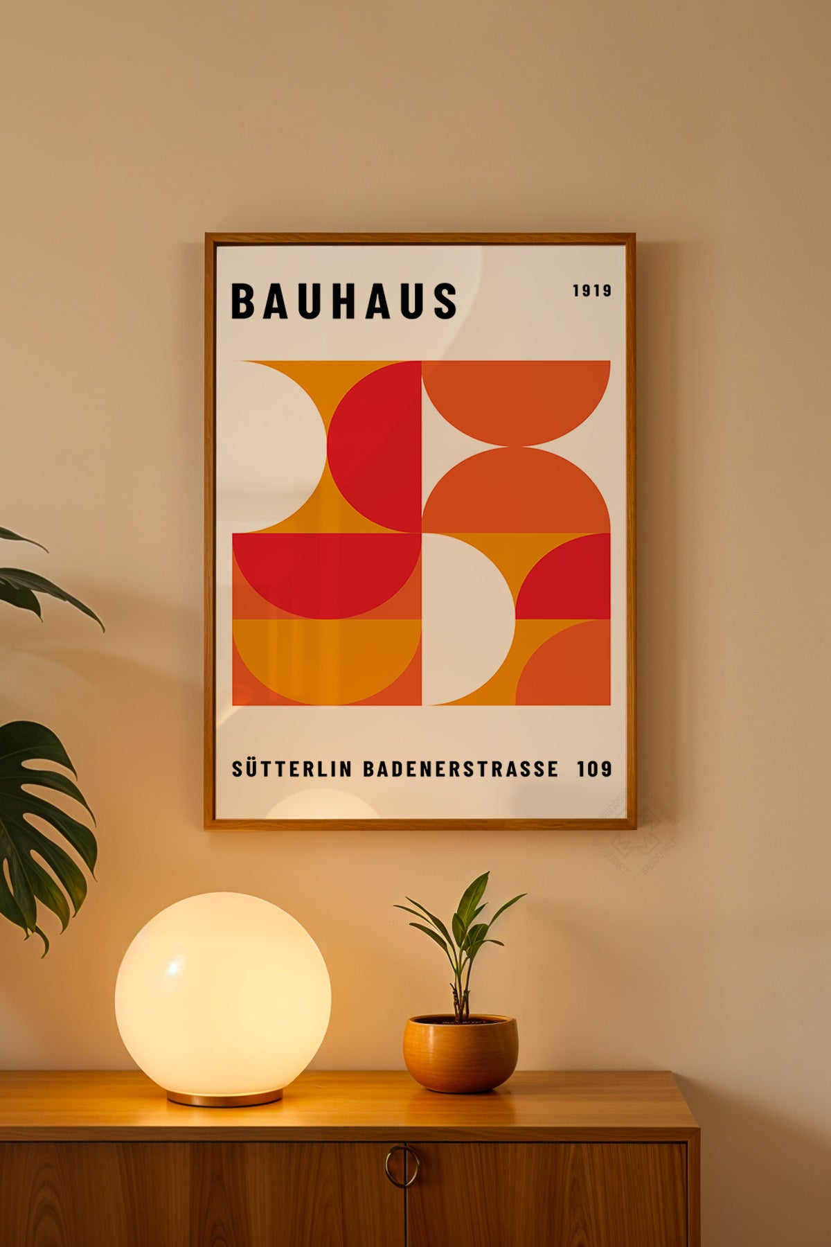 Bauhaus Serisi Ahşap Çerçeveli Poster, Tablo No:91