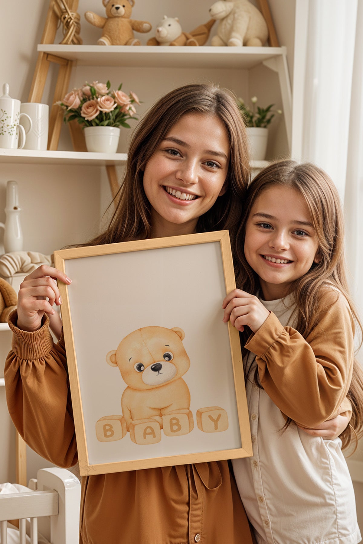 Çocuk Odası, Bebek Odası Ahşap Çerçeveli Poster, Tablo No:18