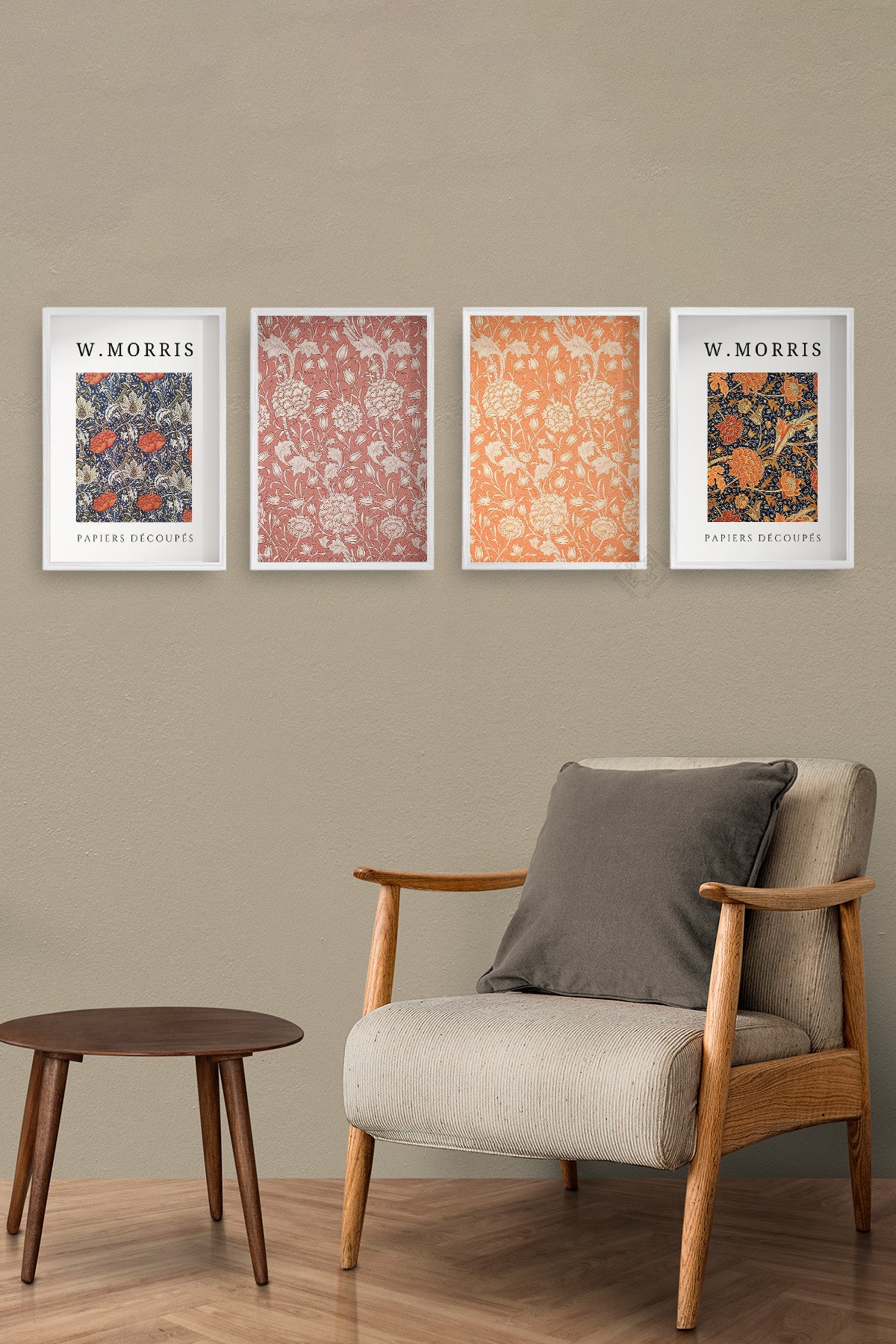Morris 4'lü Beyaz Çerçeveli Poster, Tablo Seti No:43