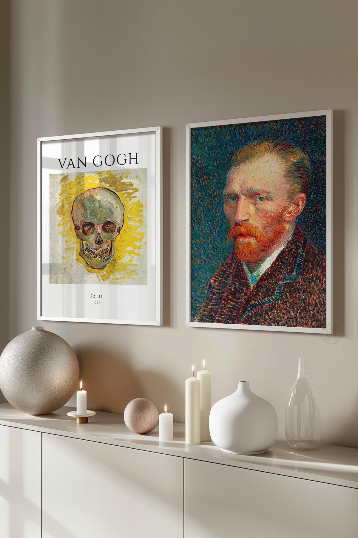 Van Gogh 2'li Beyaz Çerçeveli Poster, Tablo Seti No:38