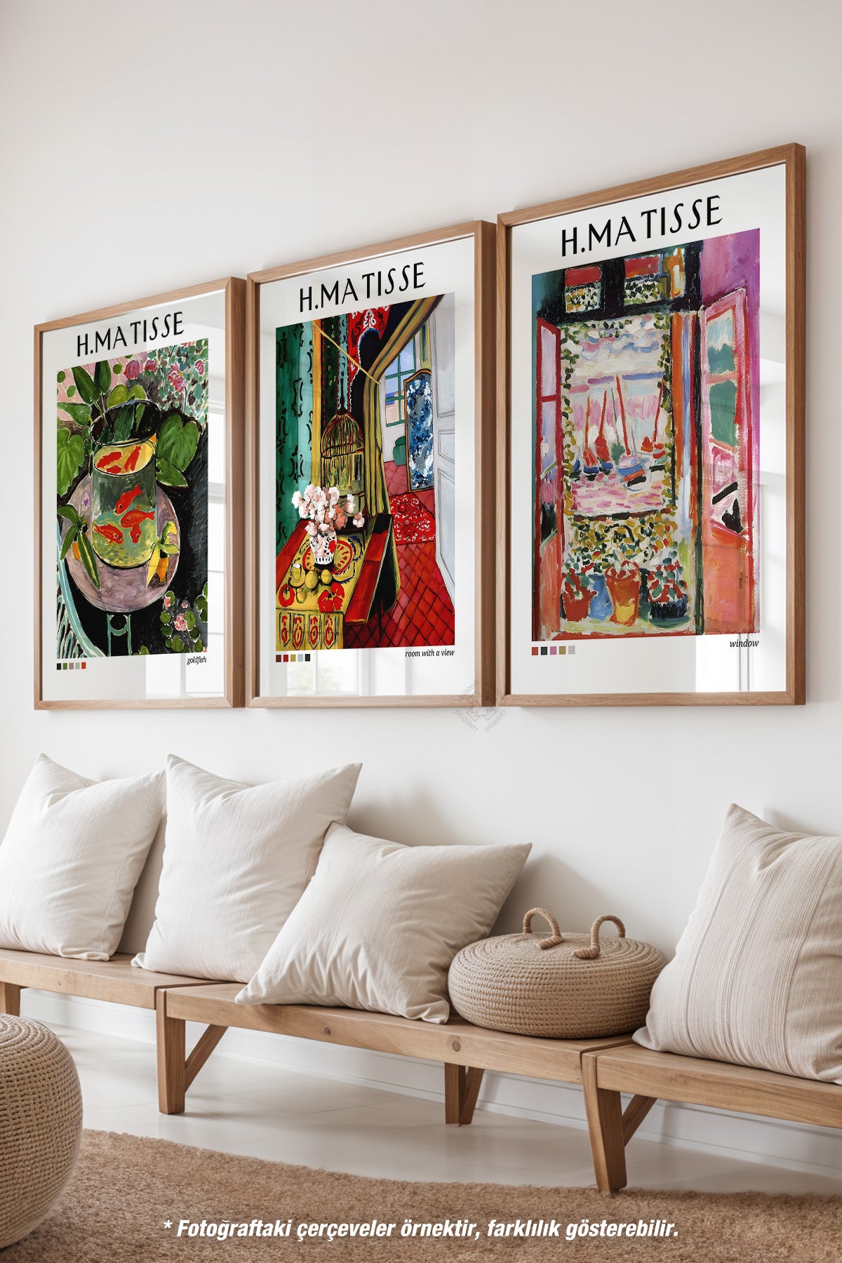 H Matisse 3'lü Ahşap Çerçeveli Poster, Tablo Seti No:38