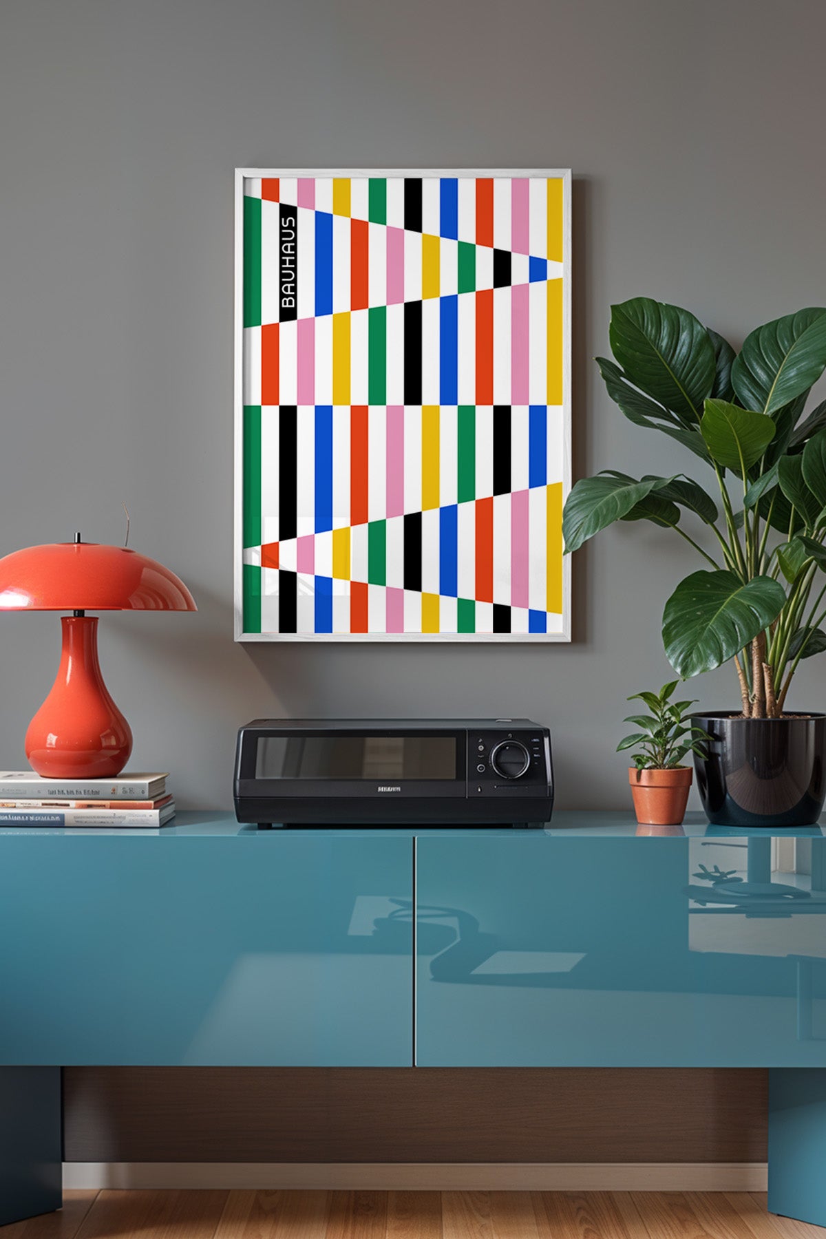 Bauhaus Serisi Beyaz Çerçeveli Poster, Tablo No:37