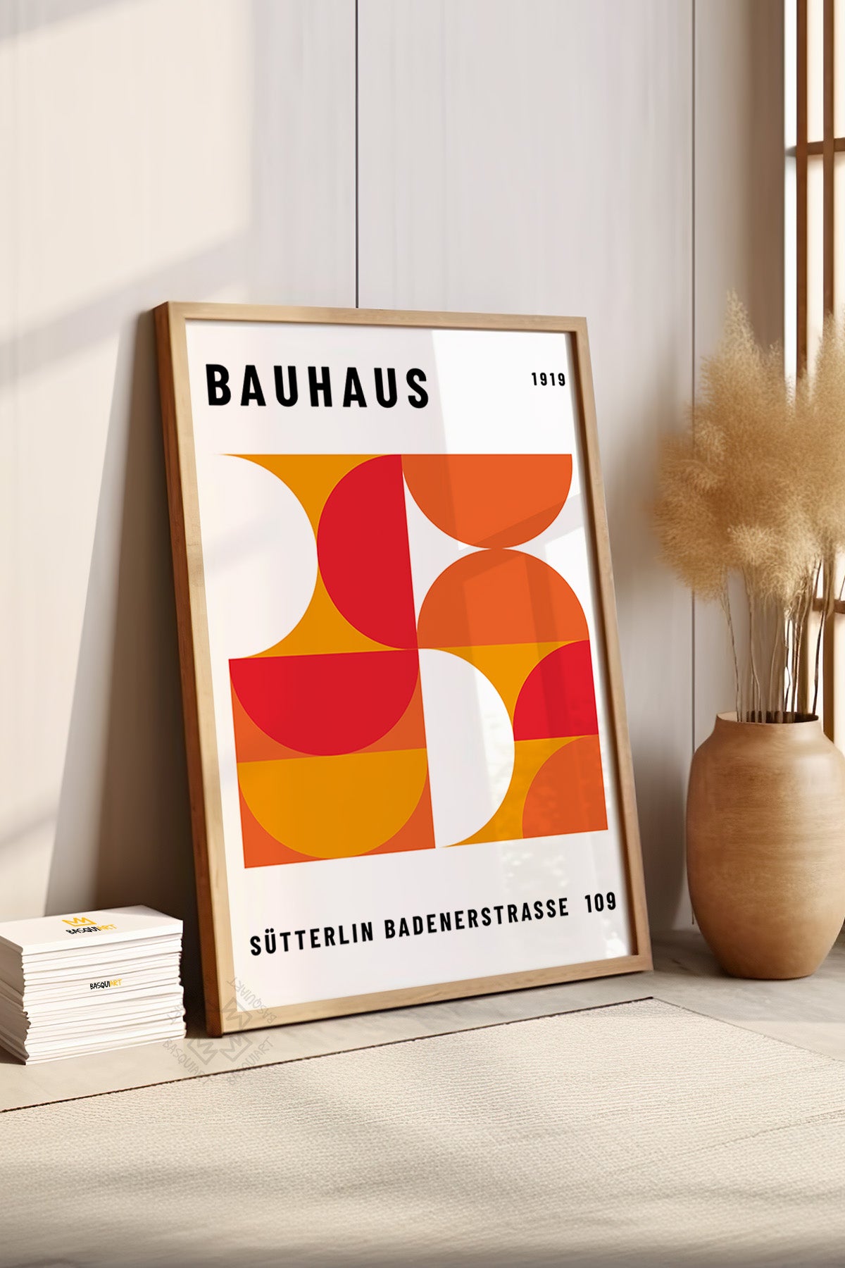 Bauhaus Serisi Ahşap Çerçeveli Poster, Tablo No:91