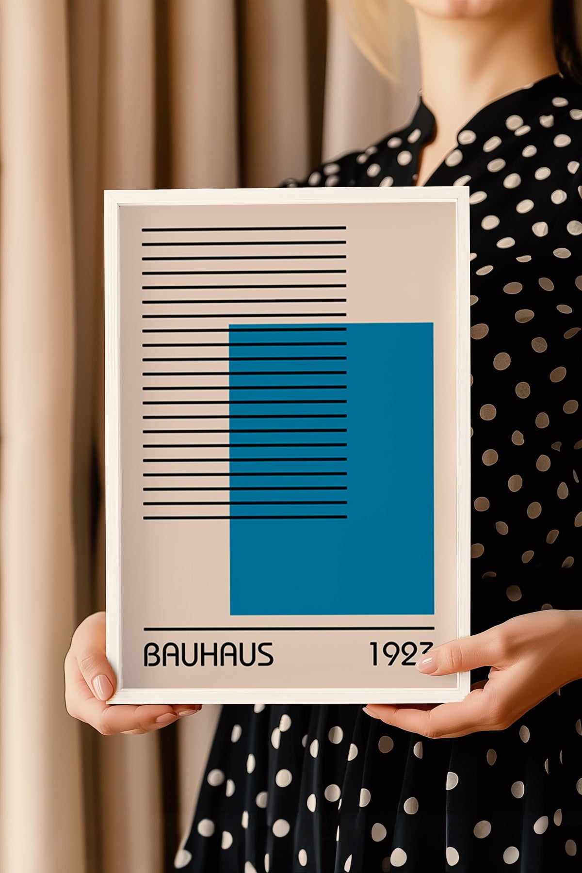 Bauhaus Serisi Beyaz Çerçeveli Poster, Tablo No:16