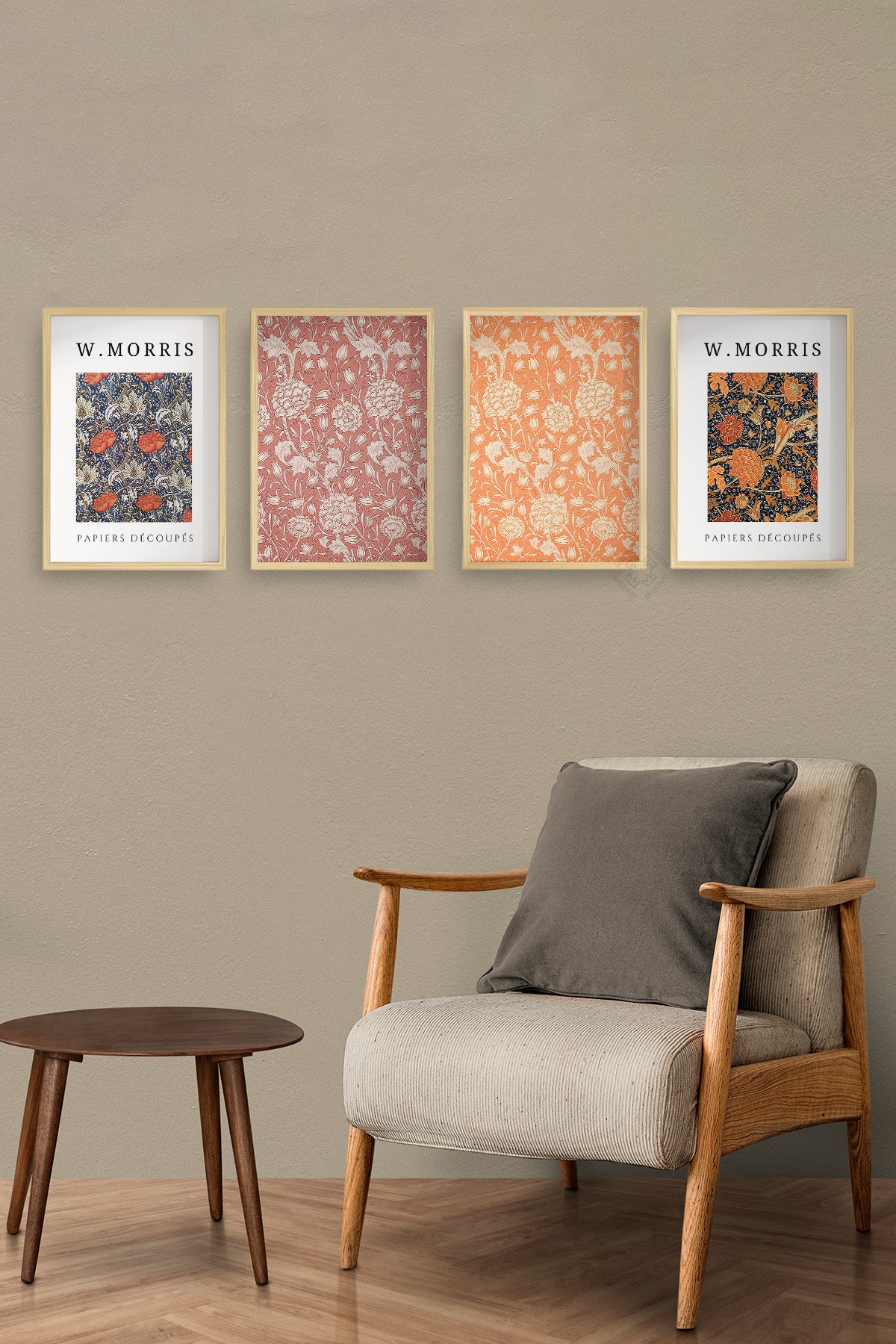 Morris 4'lü Ahşap Çerçeveli Poster, Tablo Seti No:43