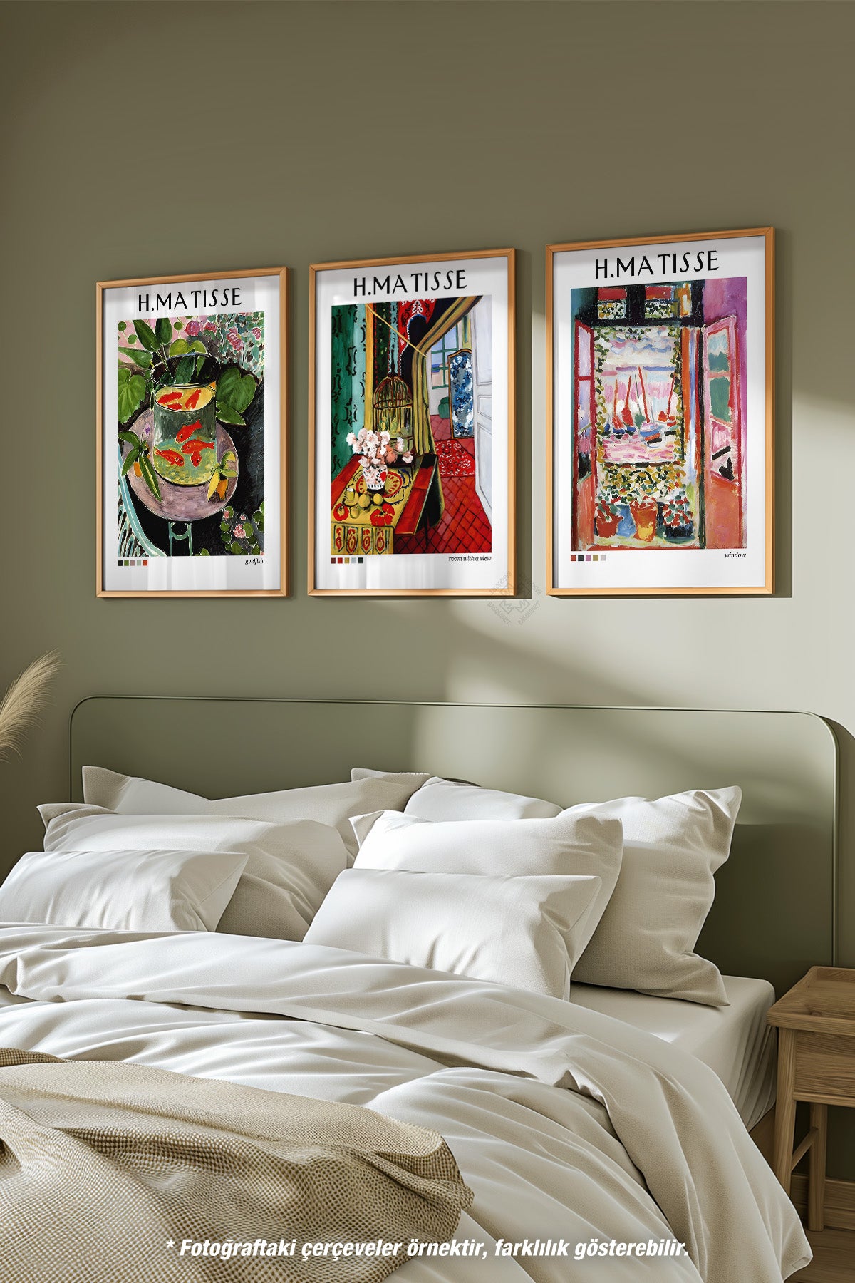 H Matisse 3'lü Ahşap Çerçeveli Poster, Tablo Seti No:38