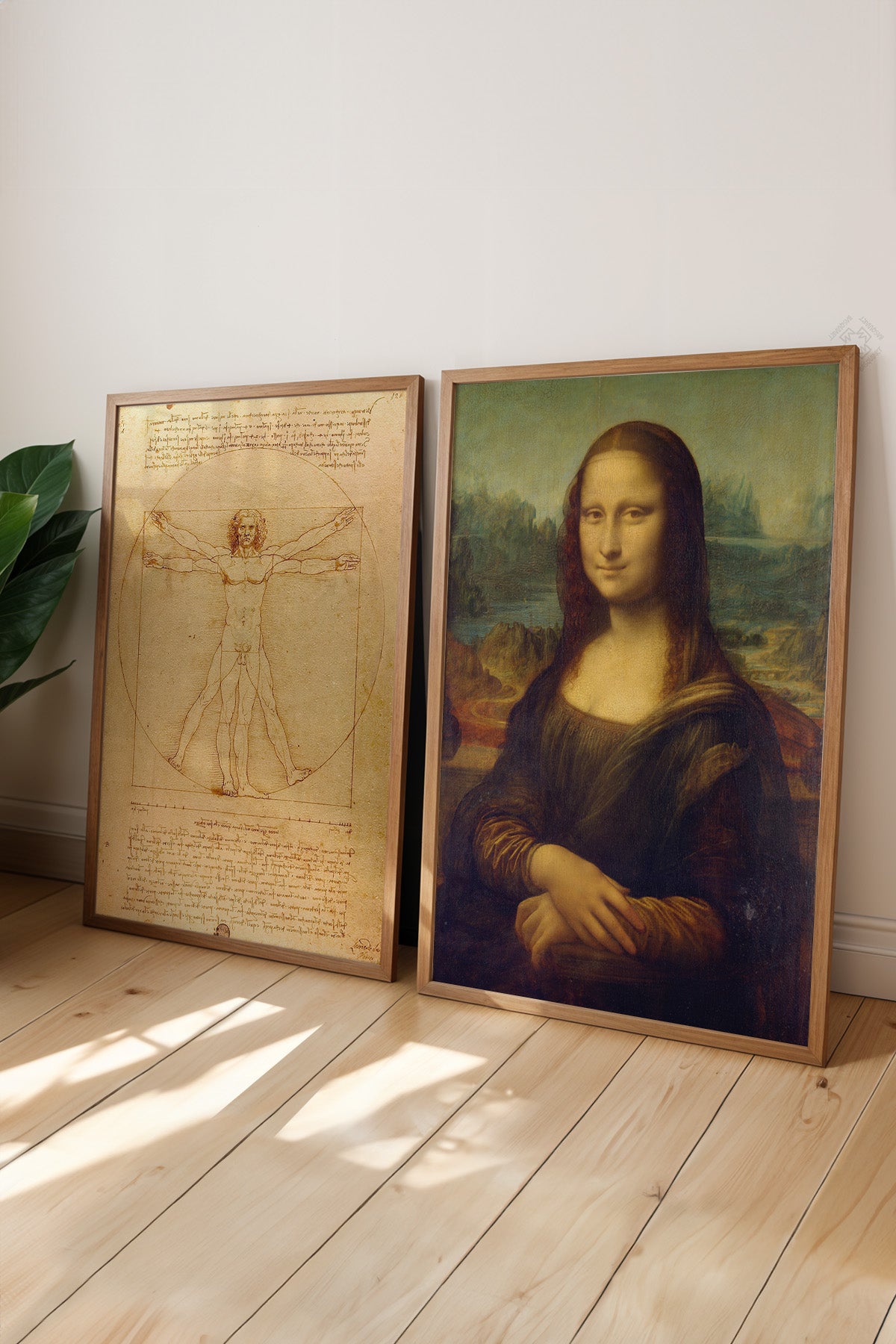 Leonardo da Vinci 2'li Ahşap Çerçeveli Poster, Tablo Seti No:34