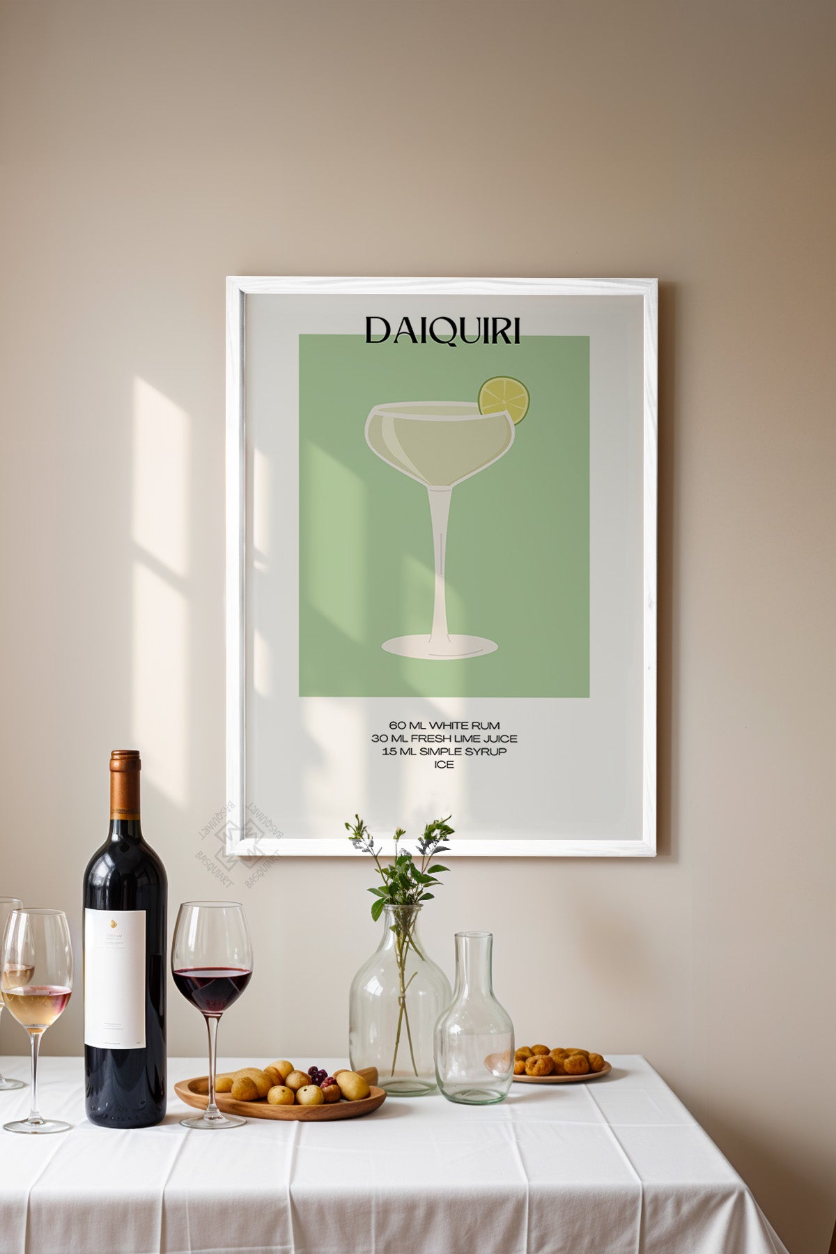 Kokteyl Serisi Beyaz Çerçeveli Poster, Tablo, Cafe, Restoran, Mutfak Duvar Dekoru No:24