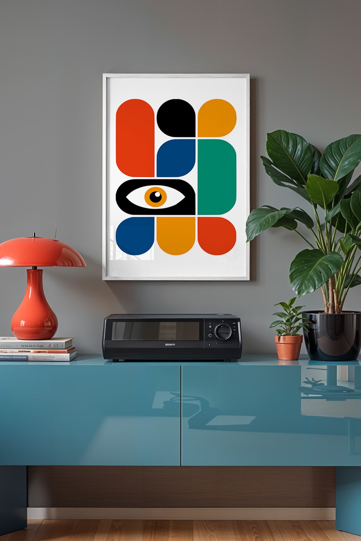 Bauhaus Serisi Beyaz Çerçeveli Poster, Tablo No:3