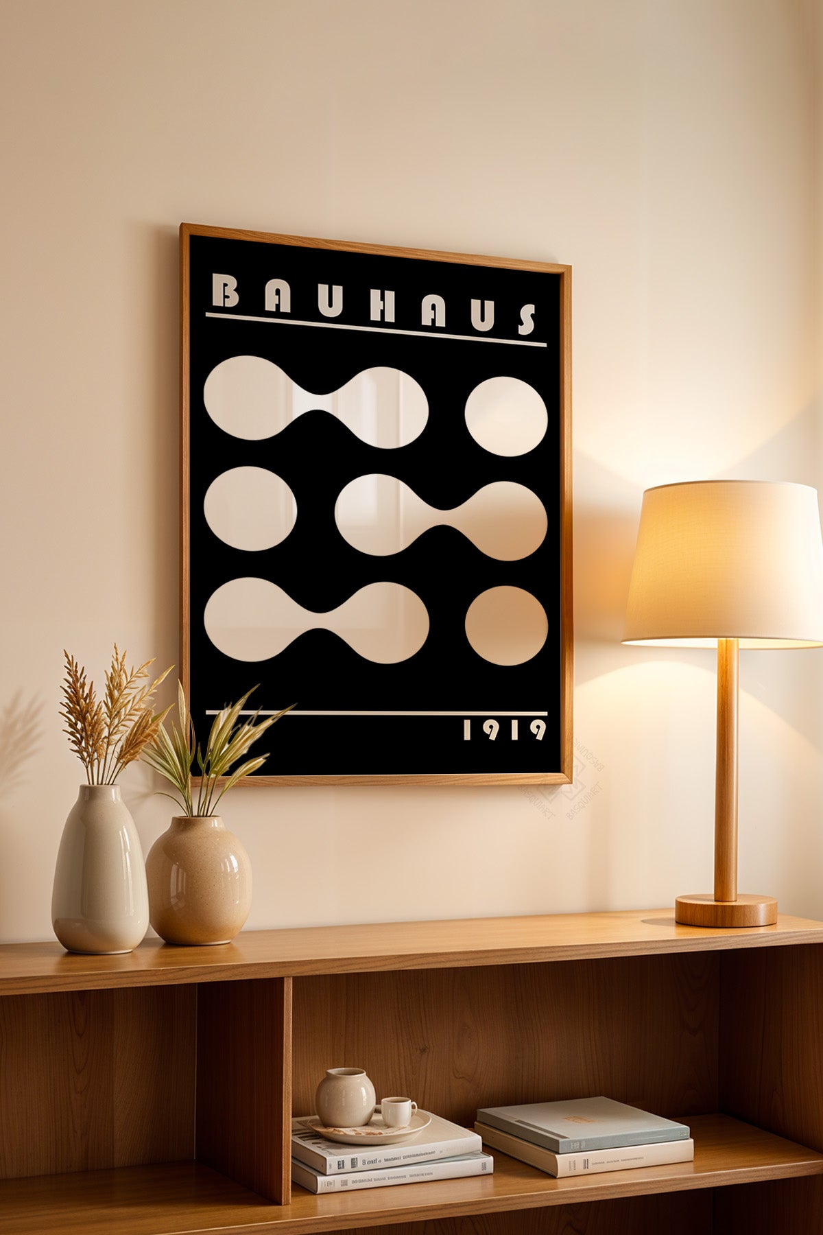 Bauhaus Serisi Ahşap Çerçeveli Poster, Tablo No:52