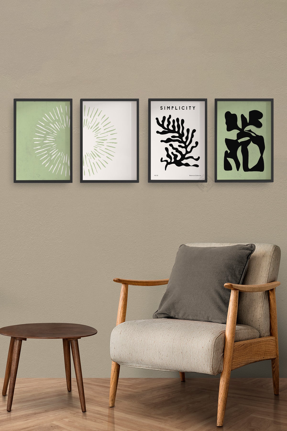 Minimalist 4'lü Siyah Çerçeveli Poster, Tablo Seti No:5