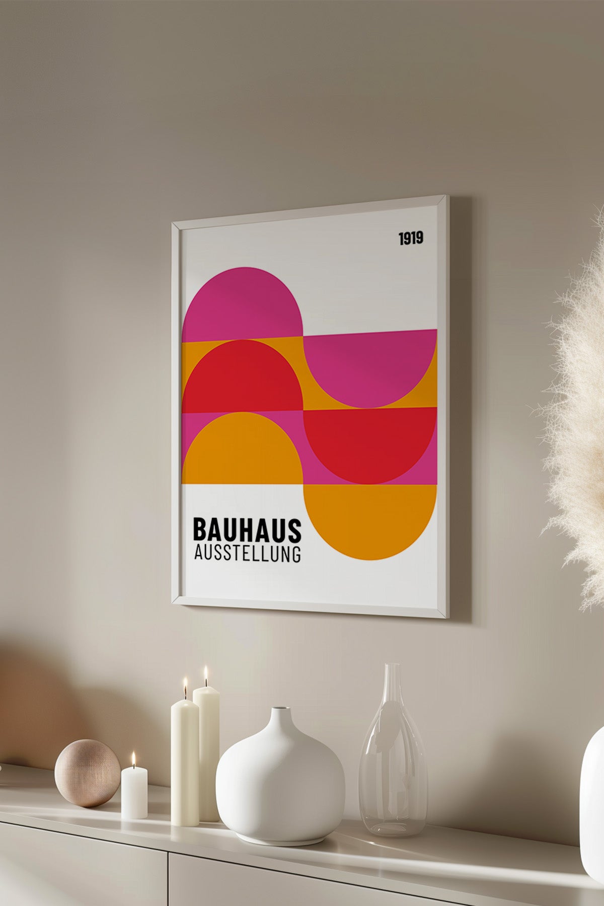 Bauhaus Serisi Beyaz Çerçeveli Poster, Tablo No:87