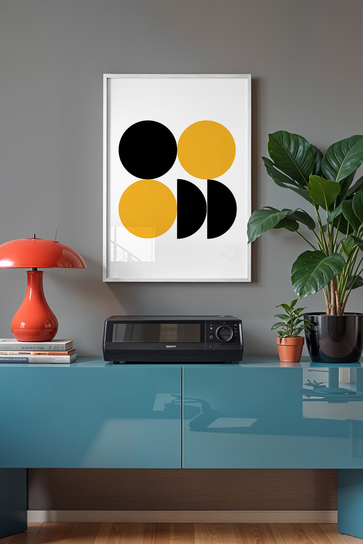 Bauhaus Serisi Beyaz Çerçeveli Poster, Tablo No:102