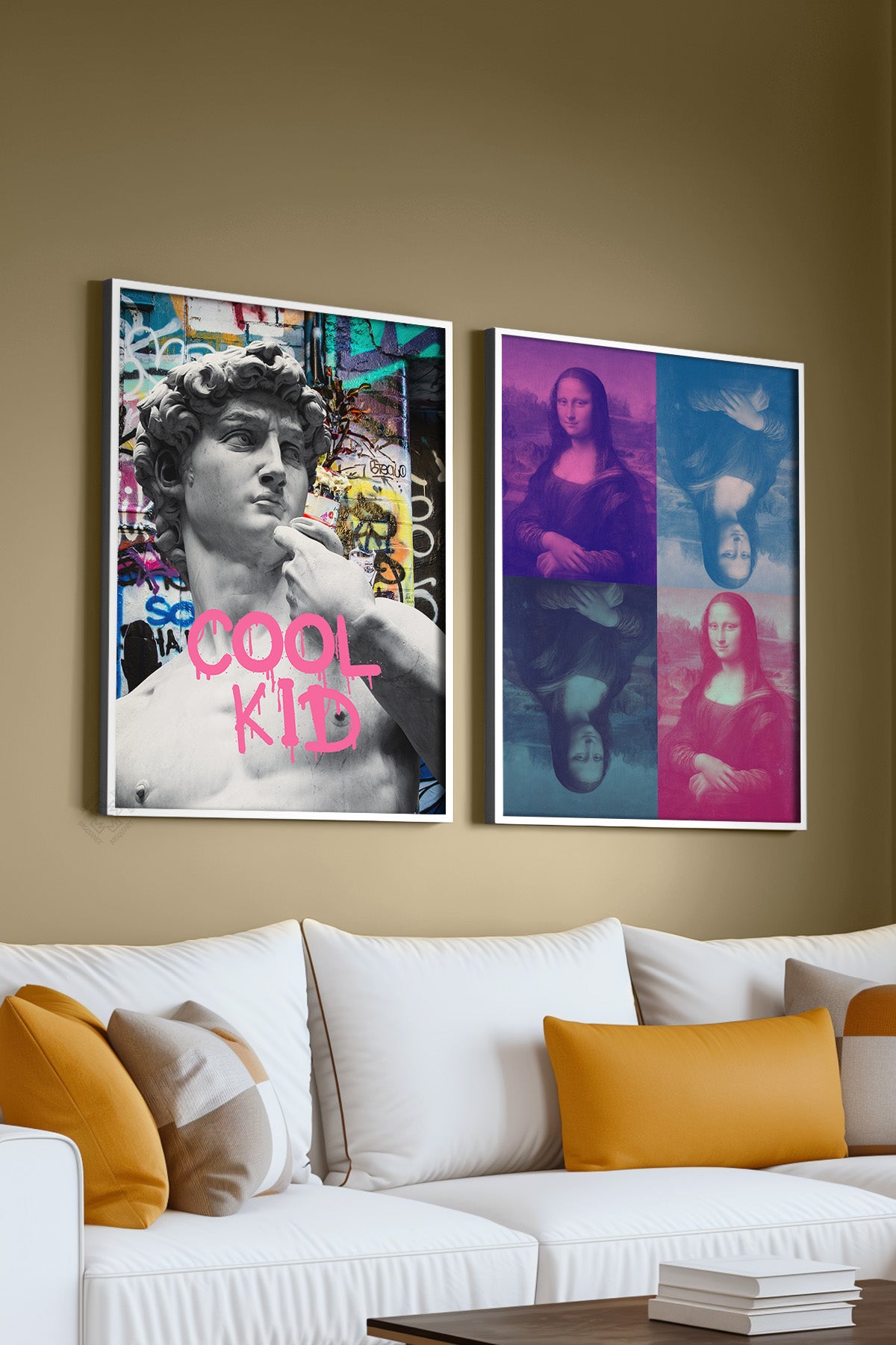 Modern Sanat 2'li Beyaz Çerçeveli Poster, Tablo Seti No:35