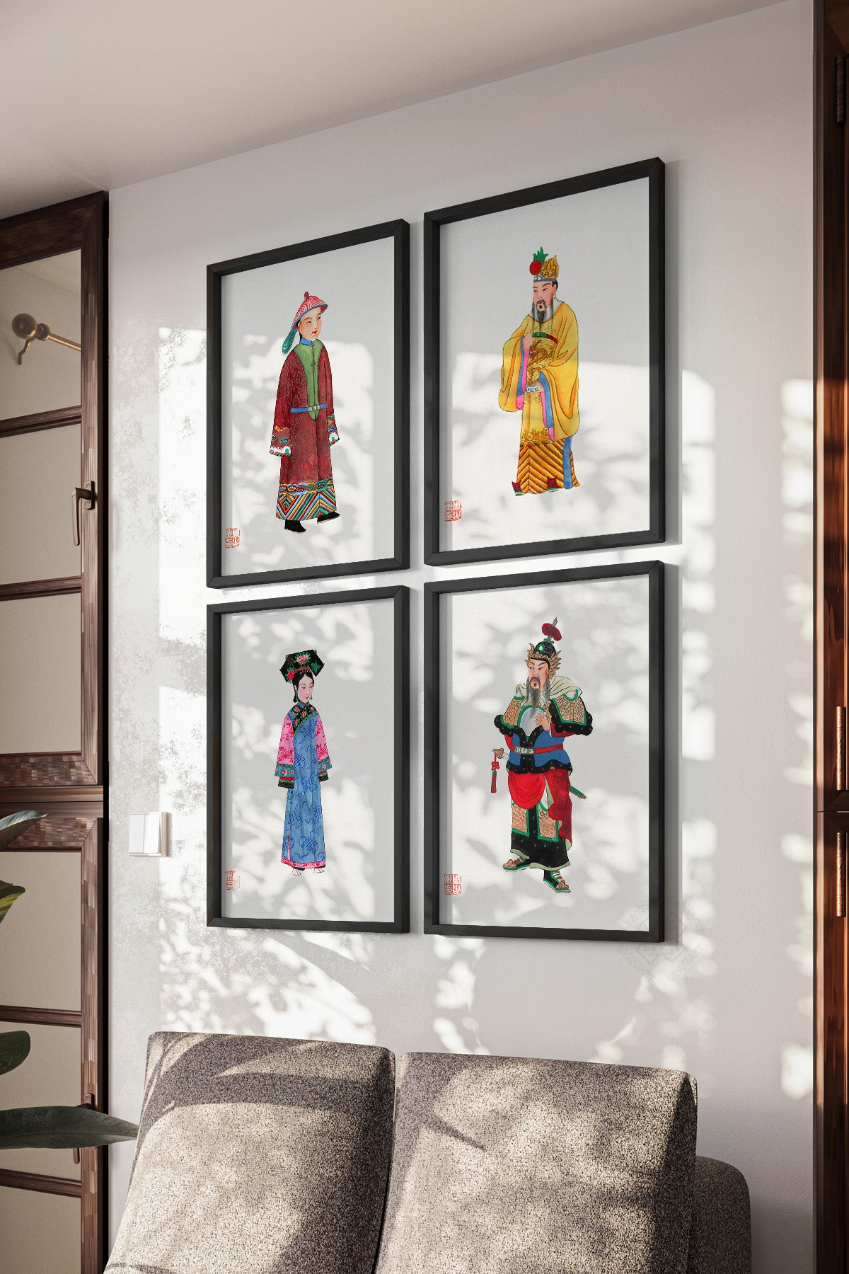 Japon İllüstrasyon 4'lü Siyah Çerçeveli Poster, Tablo Seti No:46