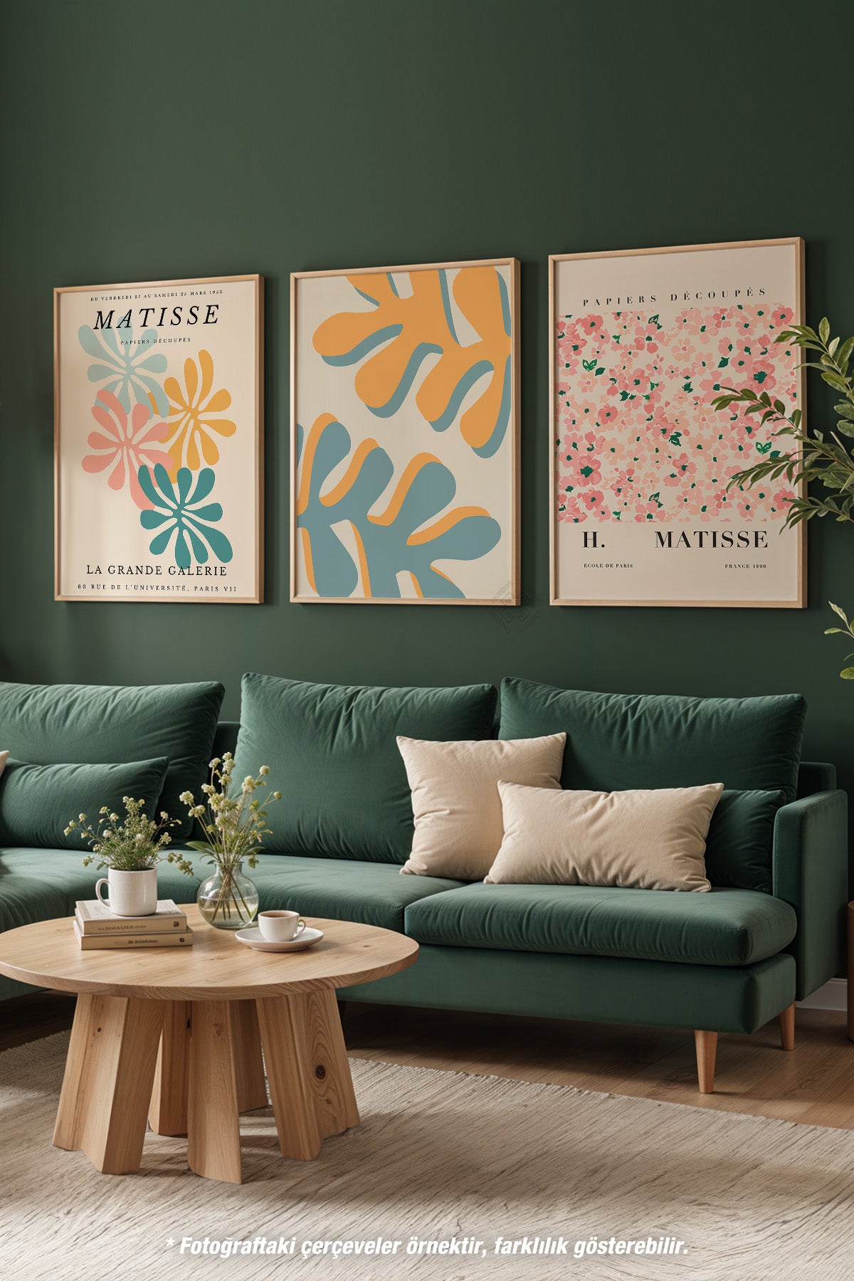 Matisse Dekoratif 3'lü Ahşap Çerçeveli Poster, Tablo Seti No:40