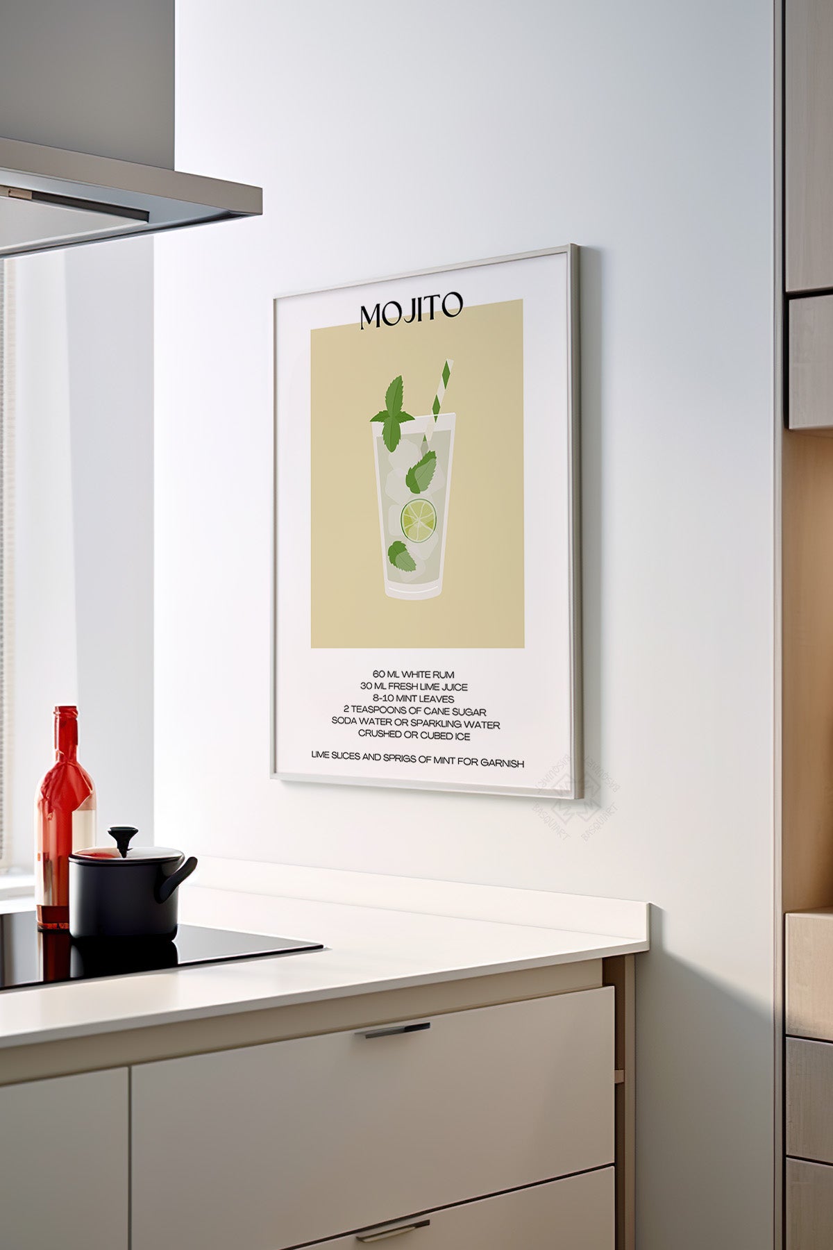 Kokteyl Serisi Beyaz Çerçeveli Poster, Tablo, Cafe, Restoran, Mutfak Duvar Dekoru No:26