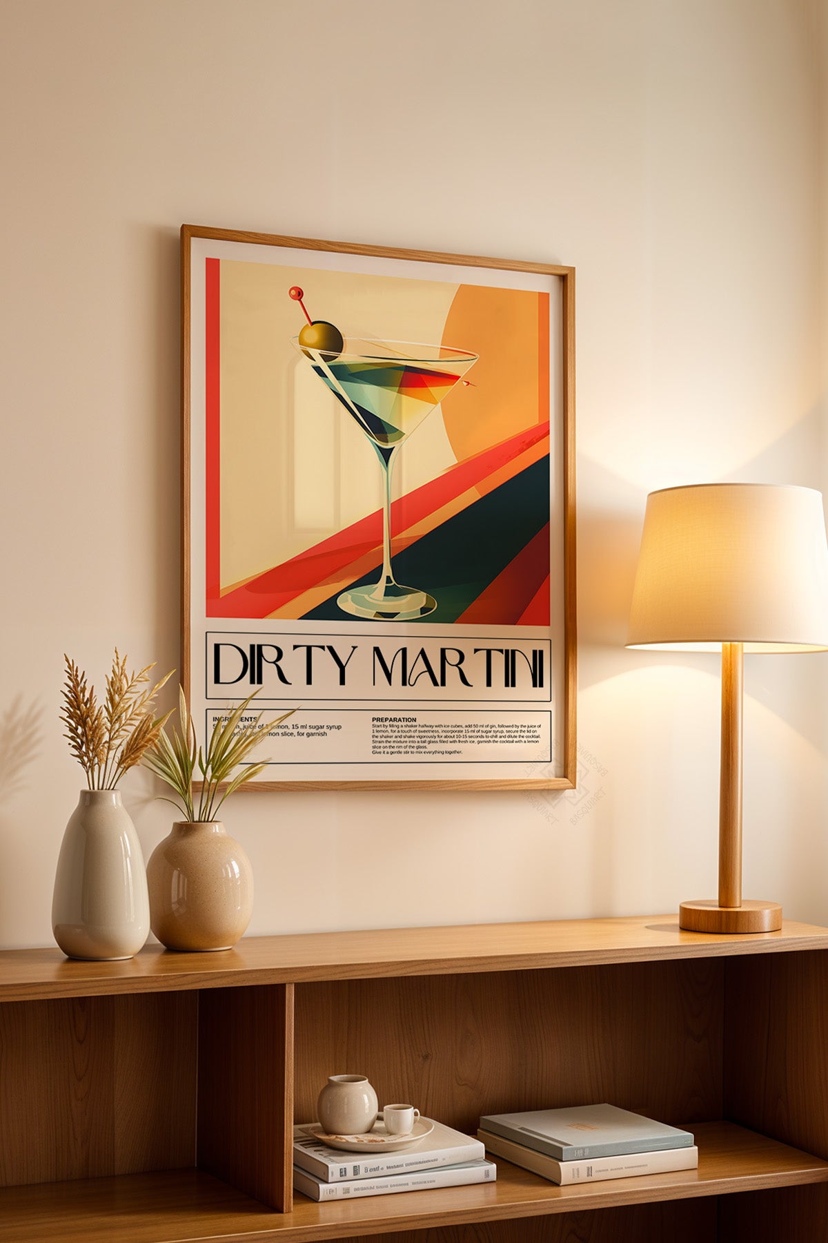 Kokteyl Serisi Ahşap Çerçeveli Poster, Tablo, Cafe, Restoran, Mutfak Duvar Dekoru No:8