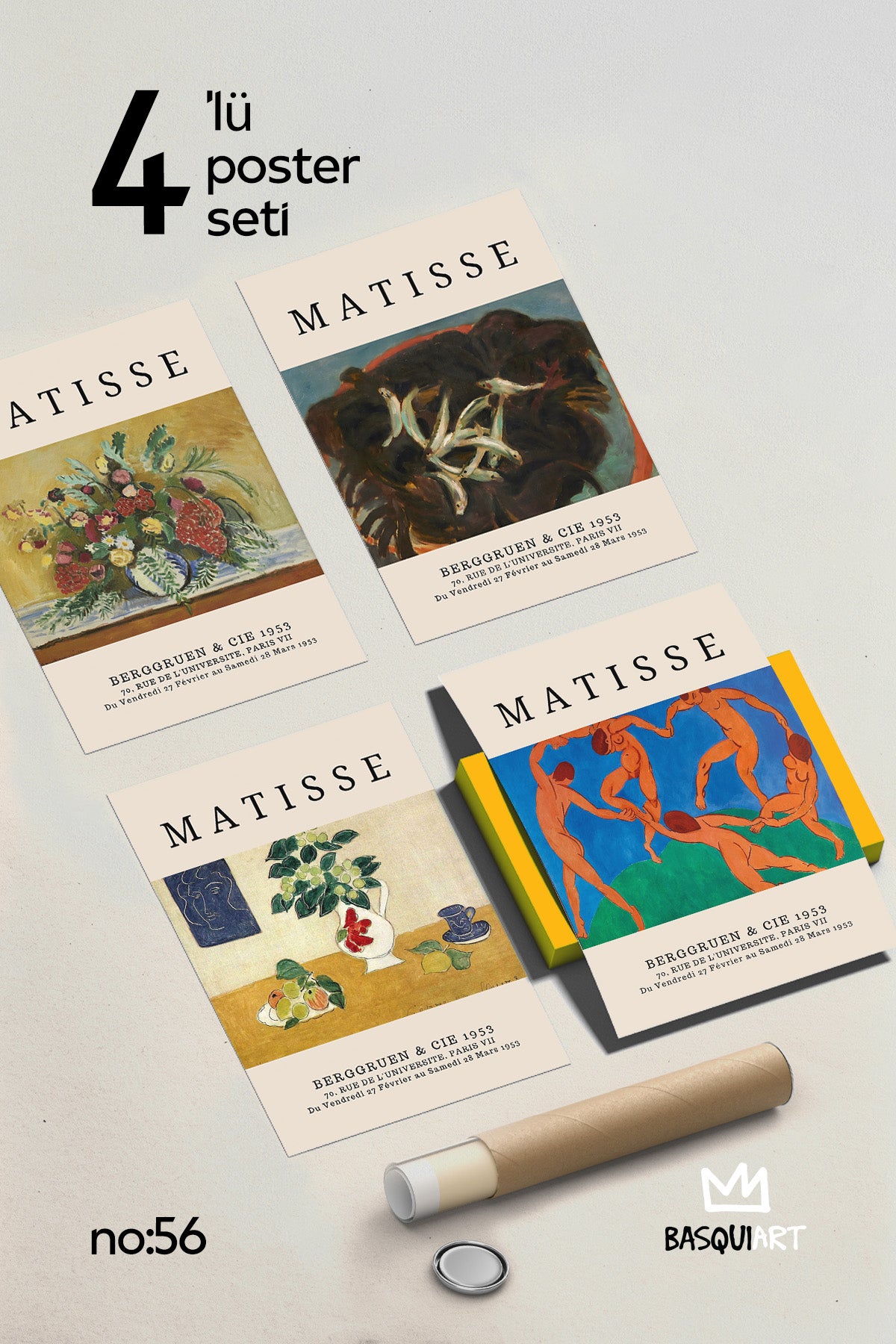 Matisse 4'lü Poster Seti, Duvar Dekoru No:56