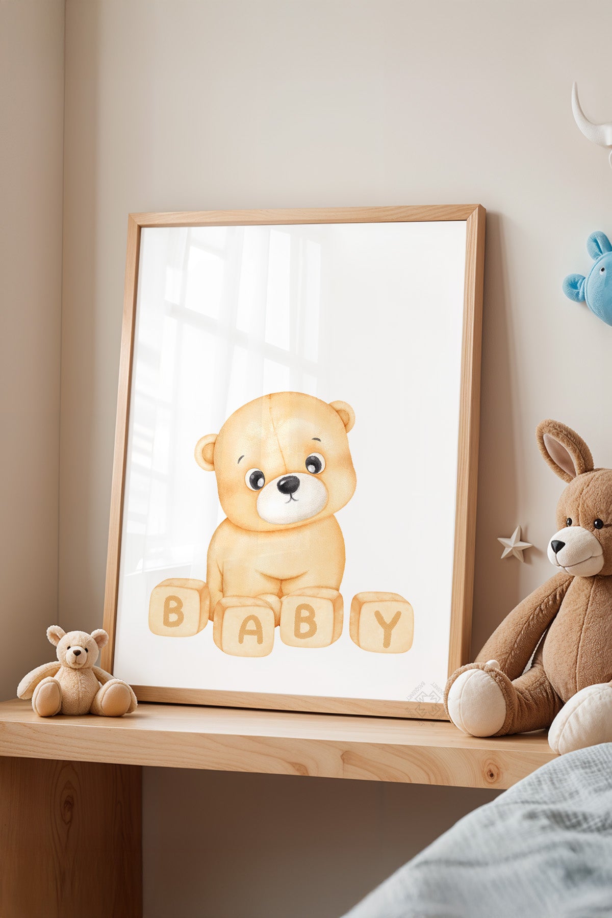 Çocuk Odası, Bebek Odası Ahşap Çerçeveli Poster, Tablo No:18