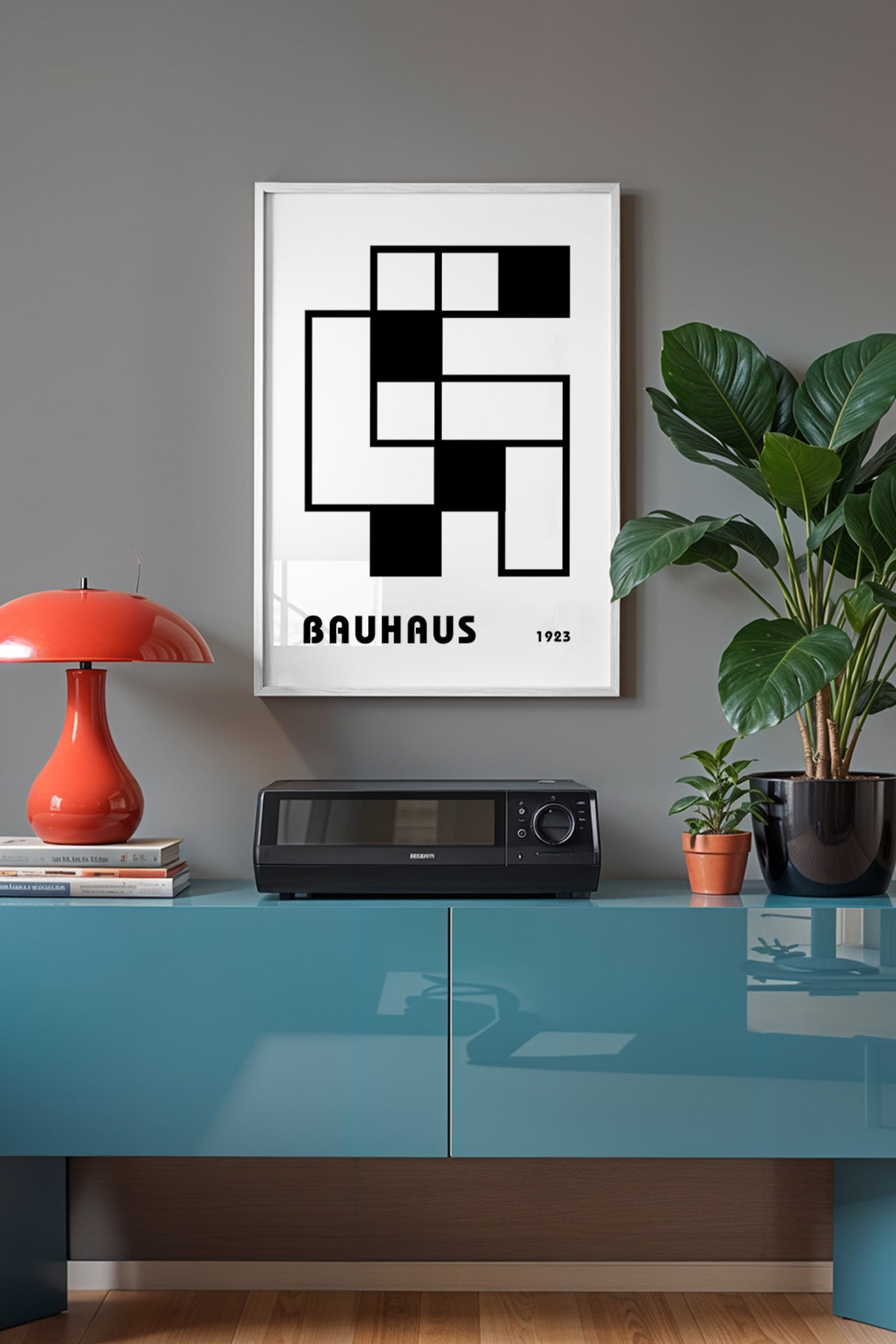 Bauhaus Serisi Beyaz Çerçeveli Poster, Tablo No:51