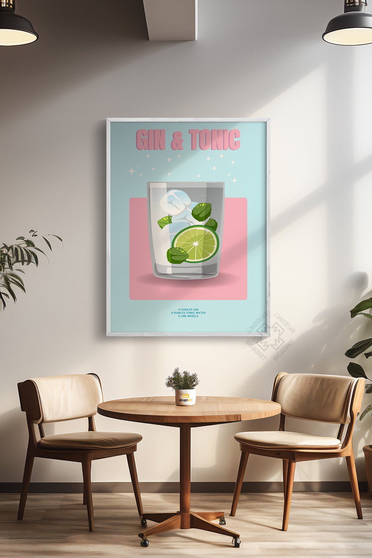Kokteyl Serisi Beyaz Çerçeveli Poster, Tablo, Cafe, Restoran, Mutfak Duvar Dekoru No:57