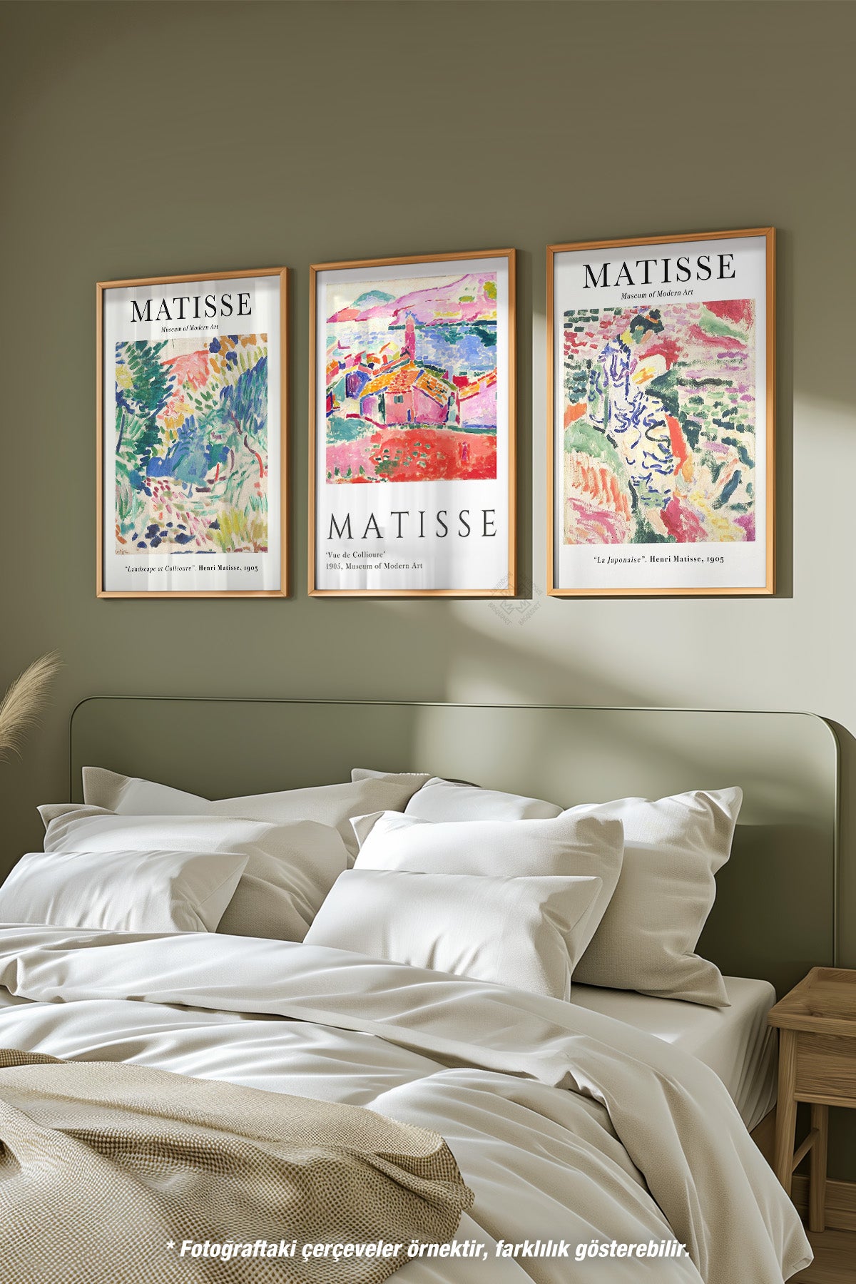 Dekoratif Matisse 3'lü Ahşap Çerçeveli Poster, Tablo Seti No:37