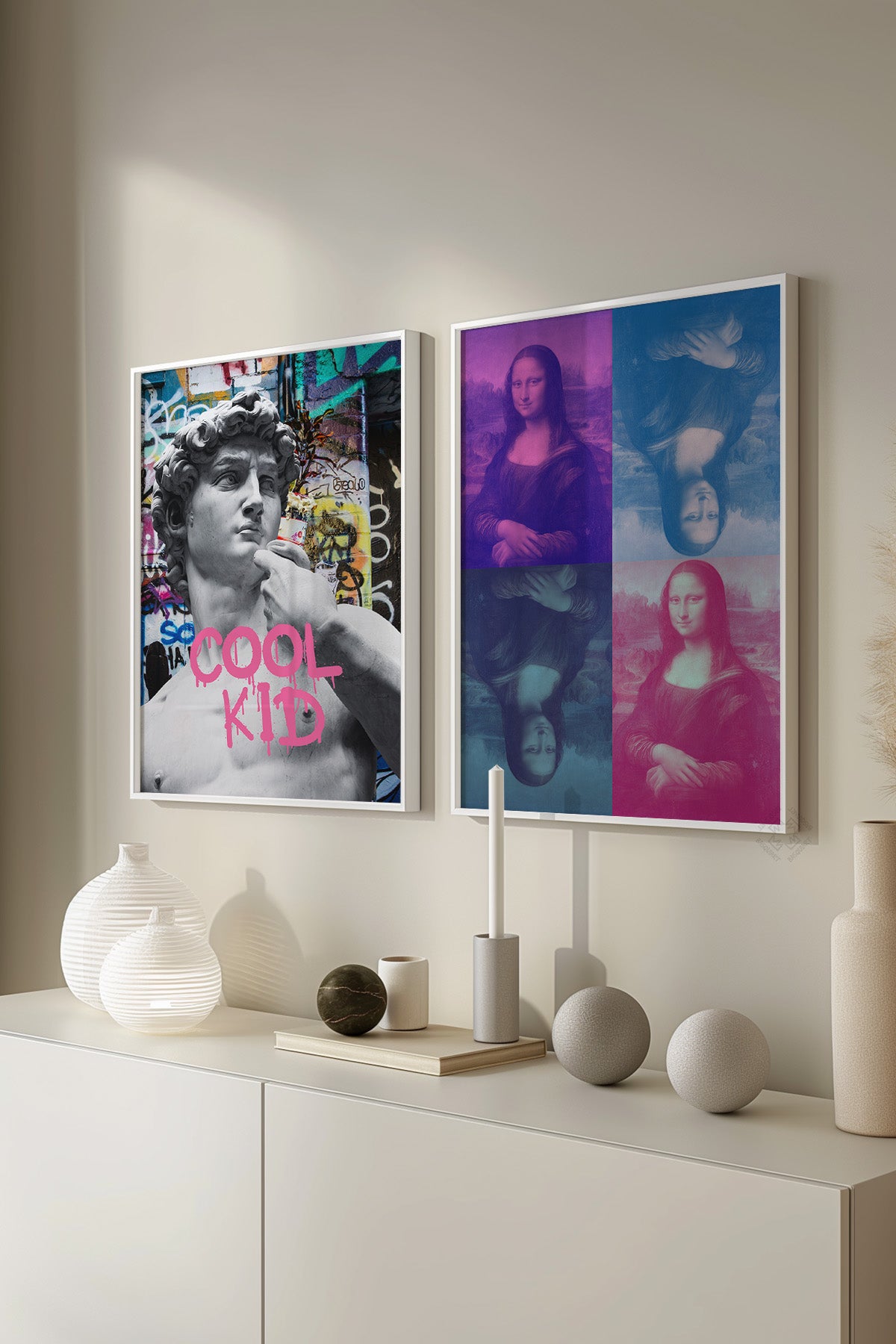 Modern Sanat 2'li Beyaz Çerçeveli Poster, Tablo Seti No:35