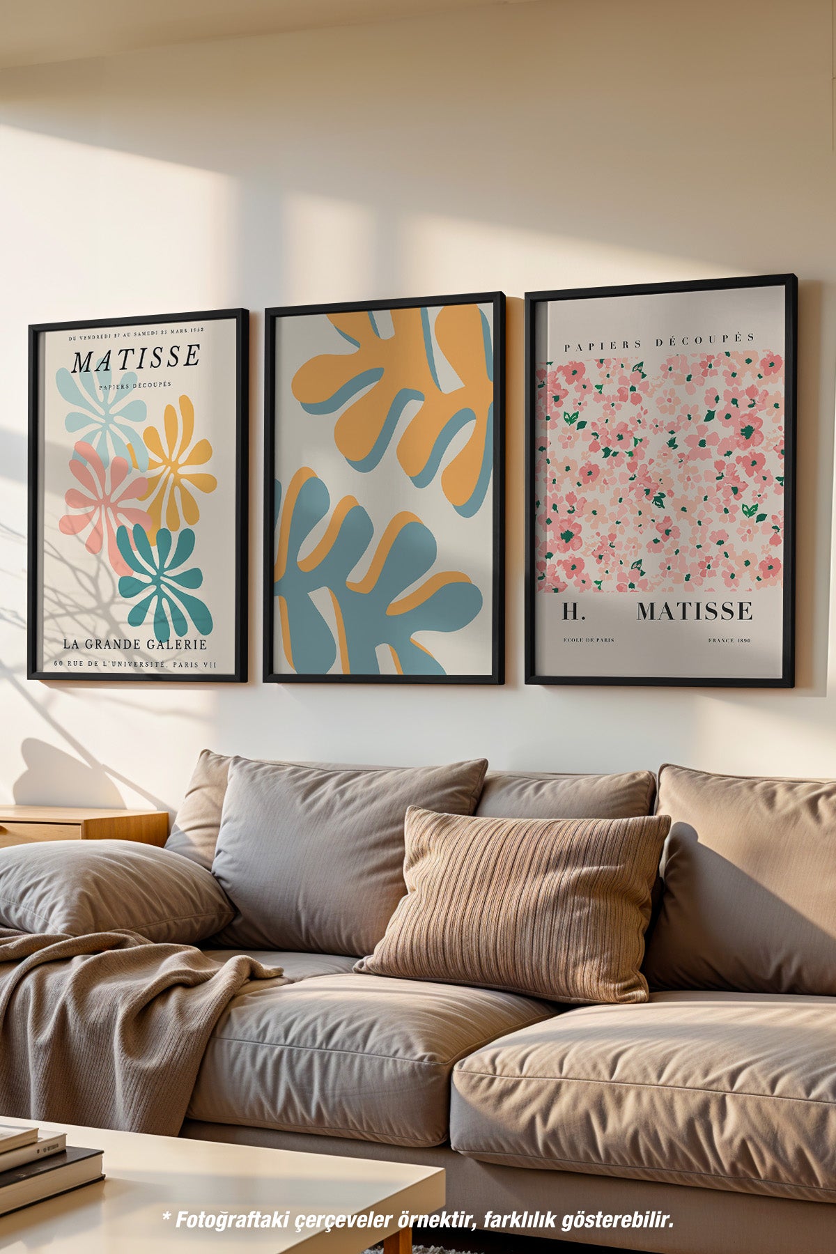 Matisse Dekoratif 3'lü Siyah Çerçeveli Poster, Tablo Seti No:40