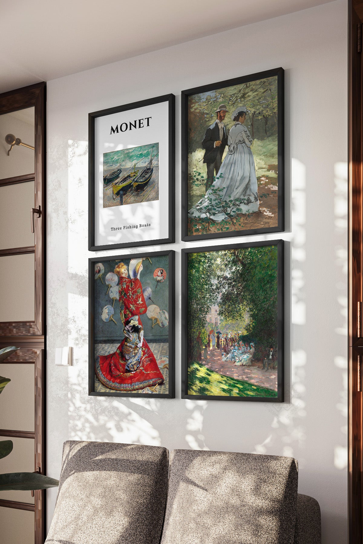 Monet 4'lü Siyah Çerçeveli Poster, Tablo Seti No:53