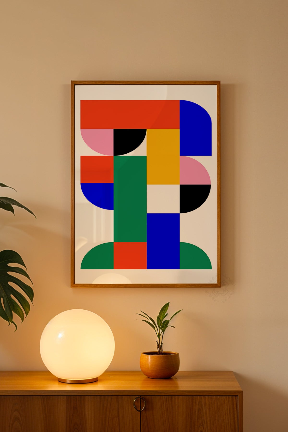 Bauhaus Serisi Ahşap Çerçeveli Poster, Tablo No:14