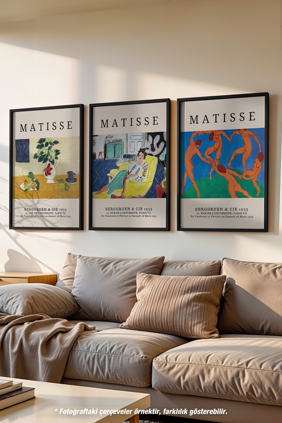 Matisse Vintage 3'lü Siyah Çerçeveli Poster, Tablo Seti No:14