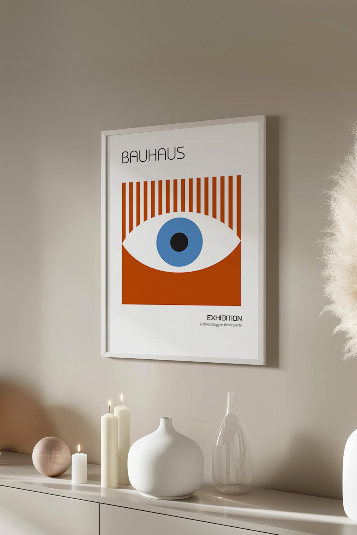 Bauhaus Serisi Beyaz Çerçeveli Poster, Tablo No:110