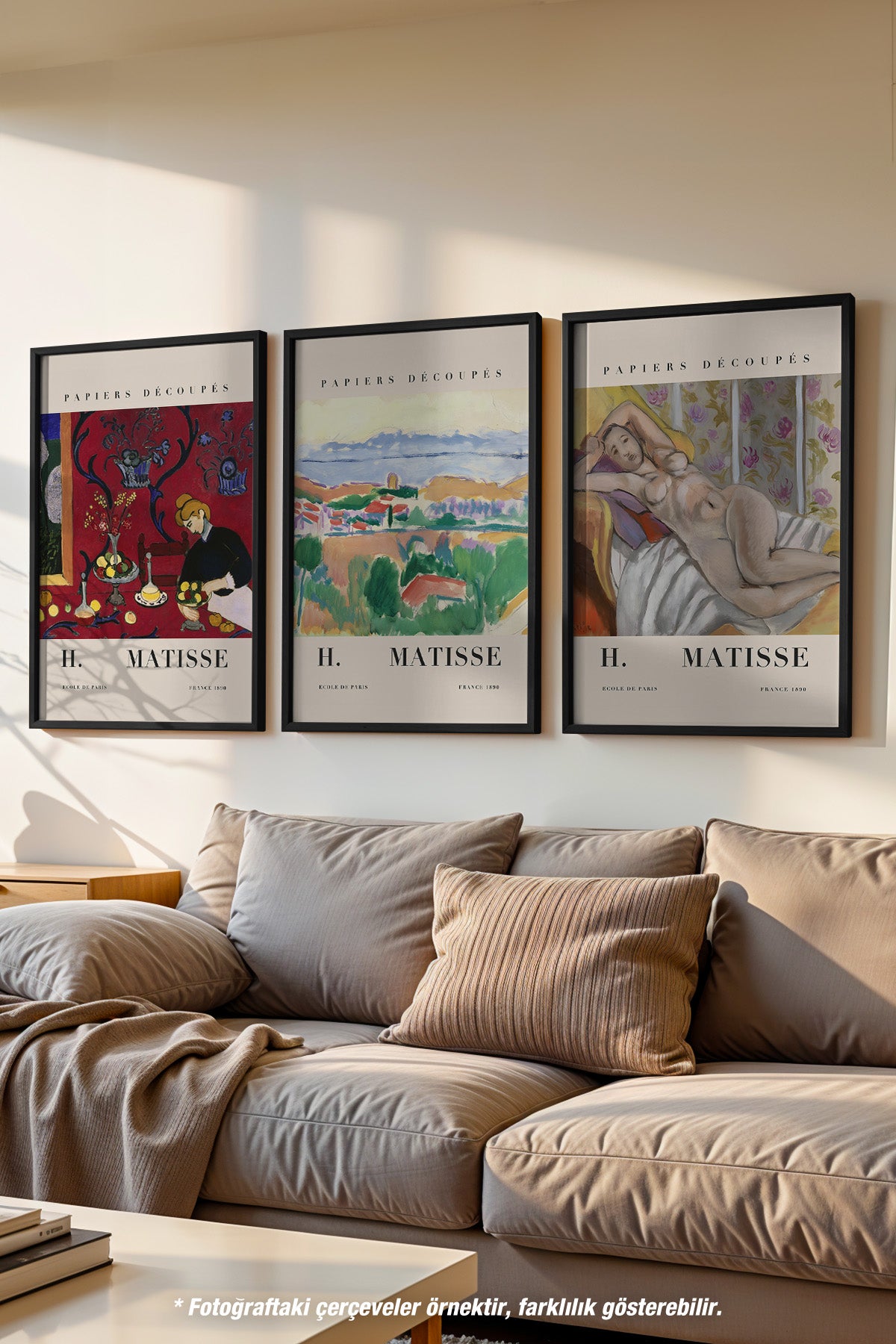 Matisse Dekoratif 3'lü Siyah Çerçeveli Poster, Tablo Seti No:19
