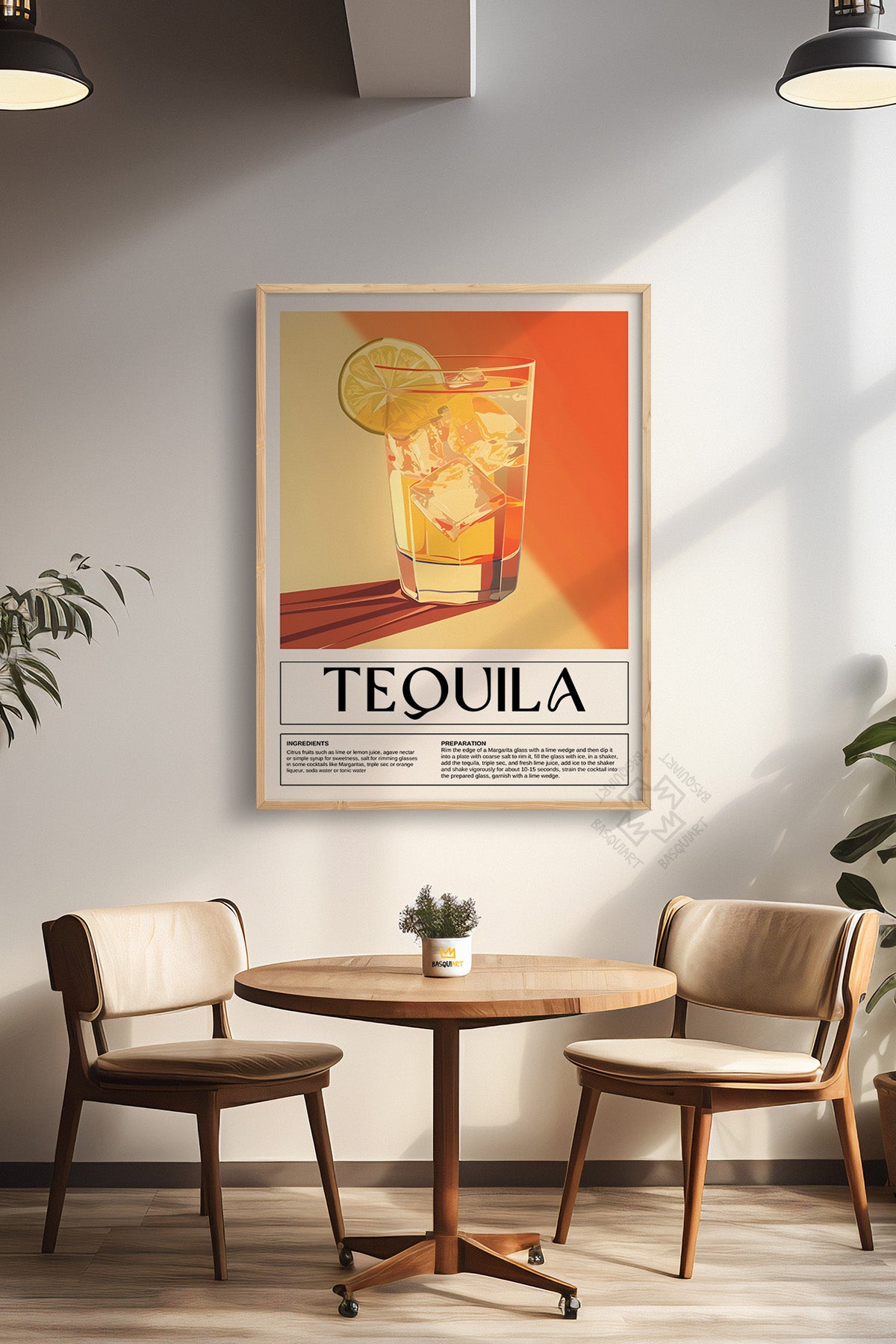 Kokteyl Serisi Ahşap Çerçeveli Poster, Tablo, Cafe, Restoran, Mutfak Duvar Dekoru No:14