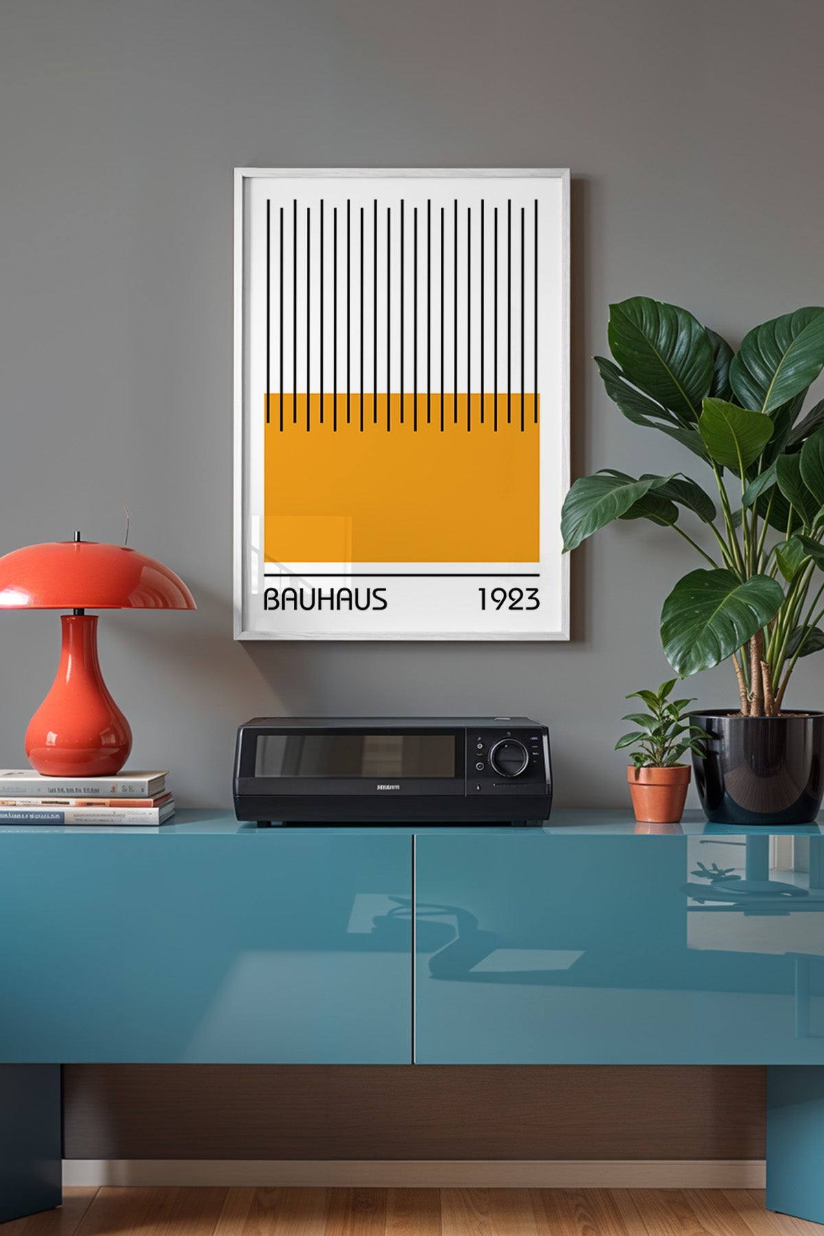 Bauhaus Serisi Beyaz Çerçeveli Poster, Tablo No:38