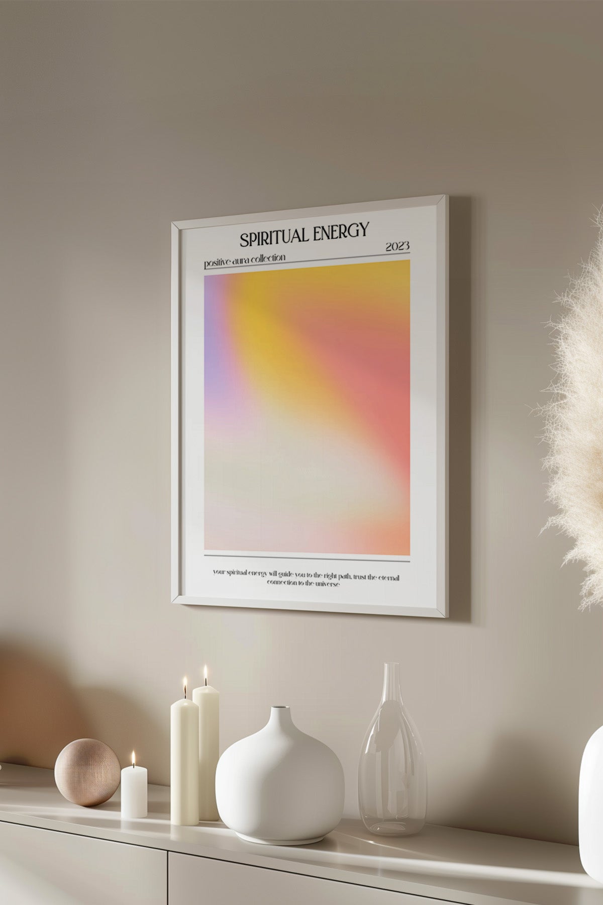 Aura Serisi Beyaz Çerçeveli Poster, Tablo No:54