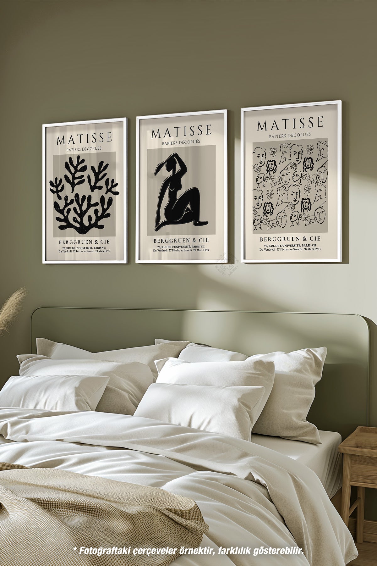 Matisse Bohem 3'lü Beyaz Çerçeveli Poster, Tablo Seti No:24