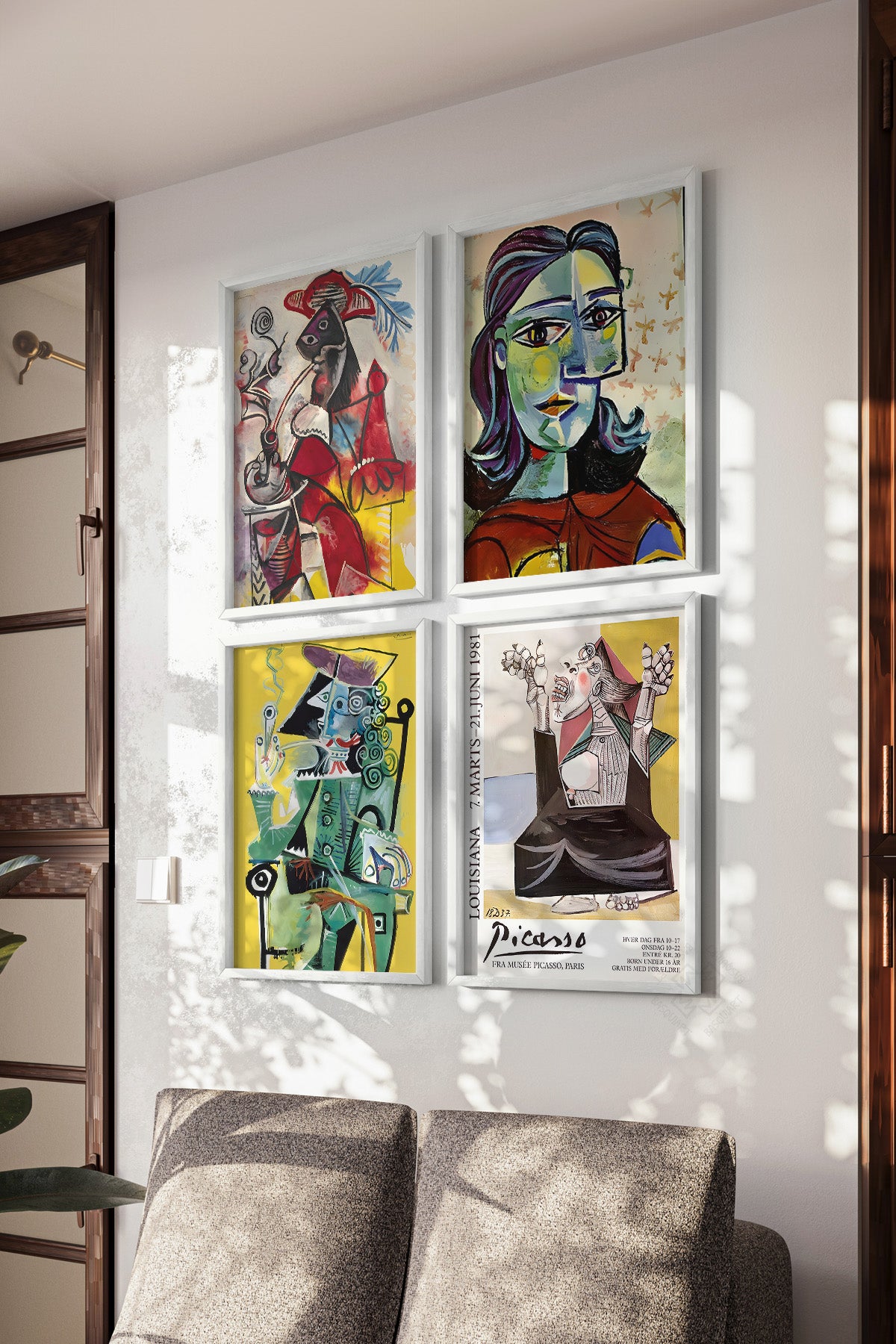 Picasso Sanatsal 4'lü Beyaz Çerçeveli Poster, Tablo Seti No:34