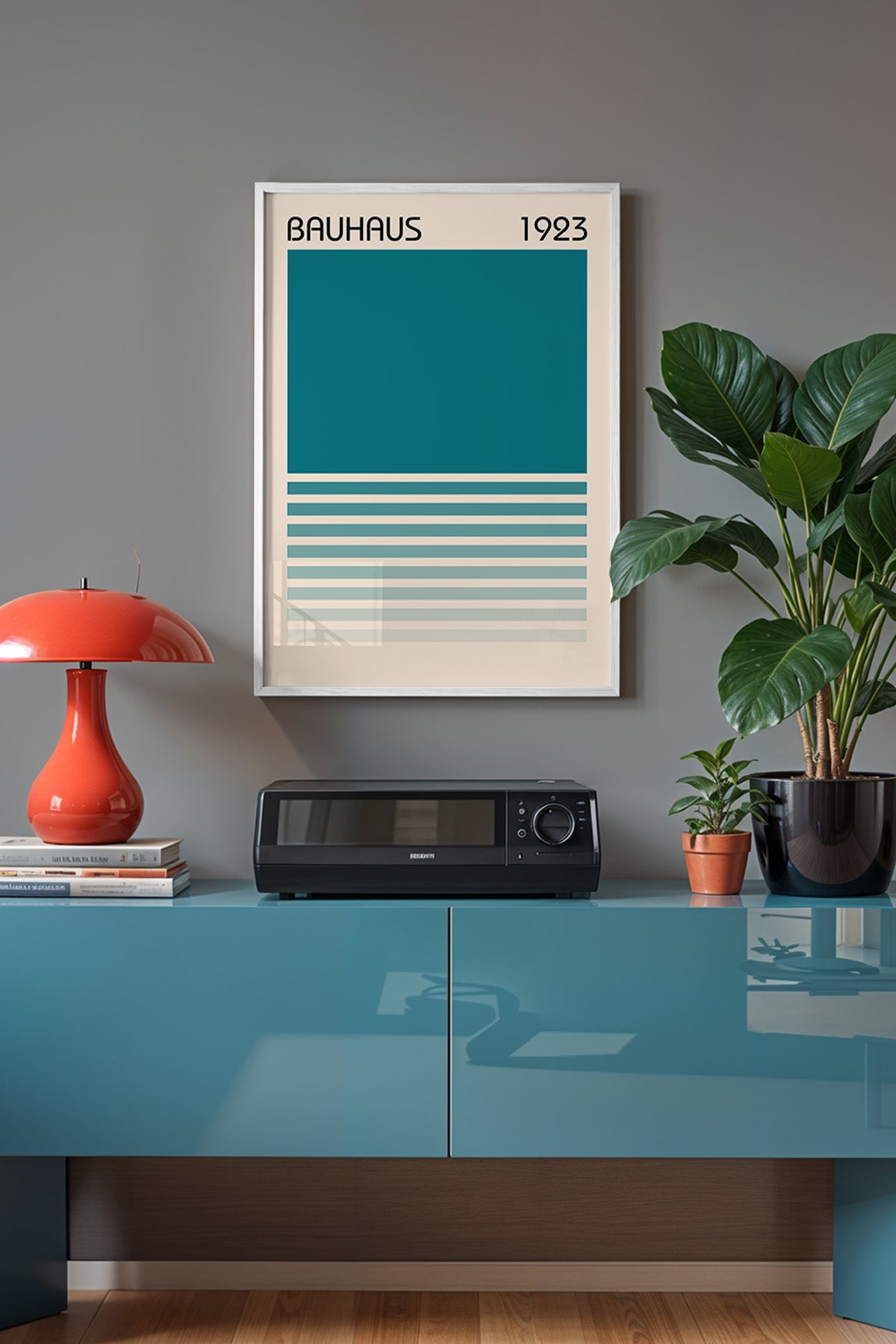 Bauhaus Serisi Beyaz Çerçeveli Poster, Tablo No:19