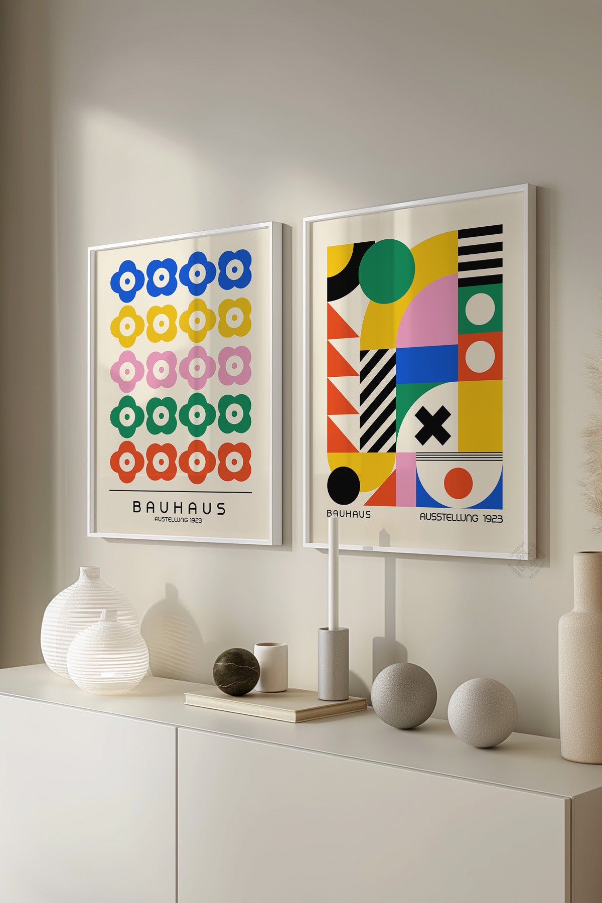 Bauhaus 2'li Beyaz Çerçeveli Poster, Tablo Seti No:29