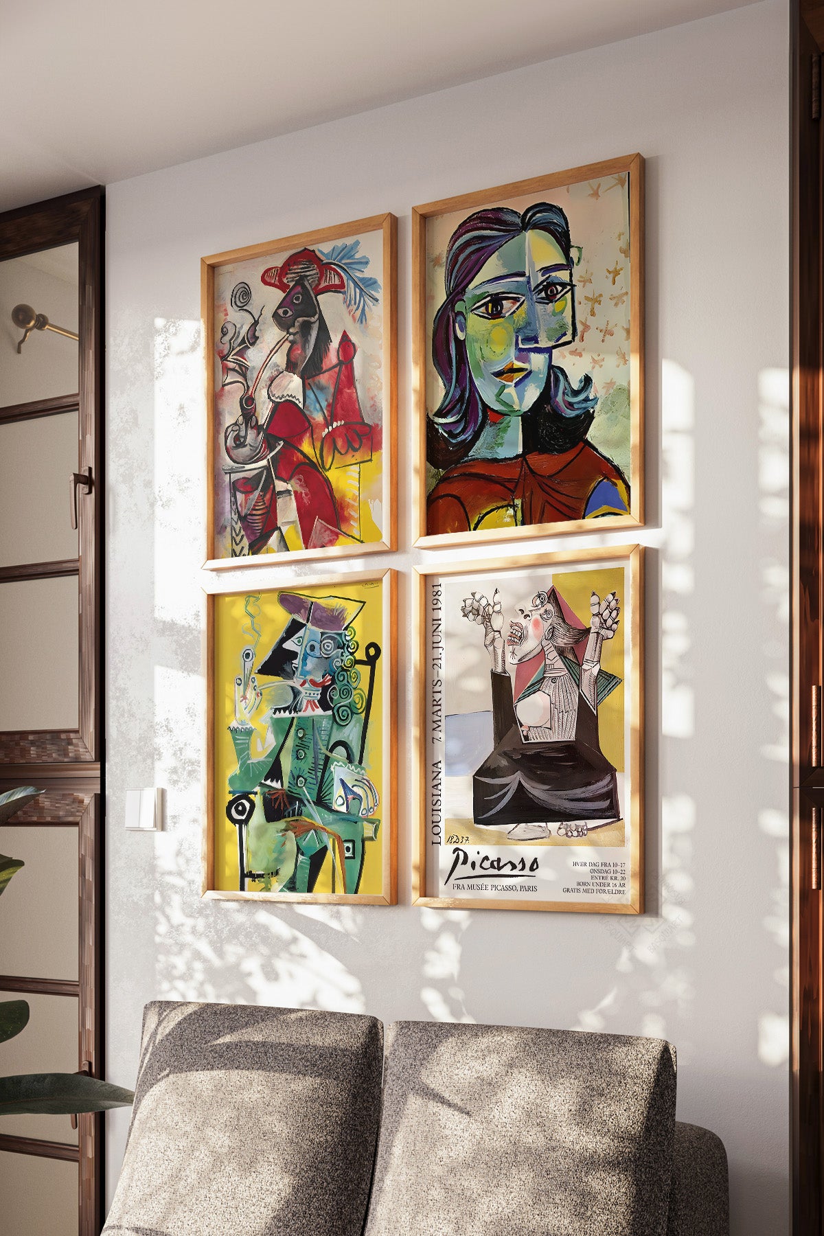 Picasso Sanatsal 4'lü Ahşap Çerçeveli Poster, Tablo Seti No:34