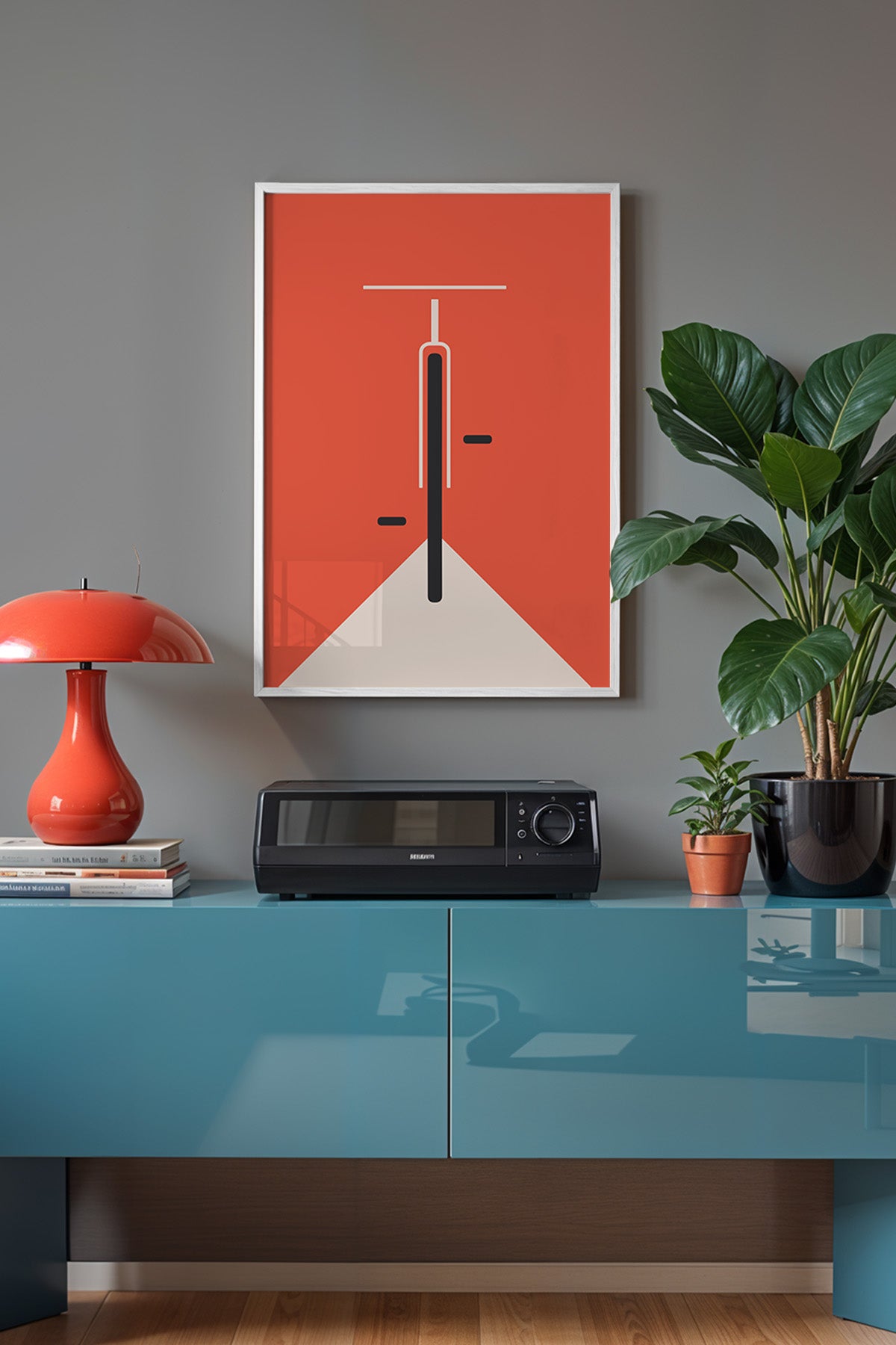 Bauhaus Serisi Beyaz Çerçeveli Poster, Tablo No:58