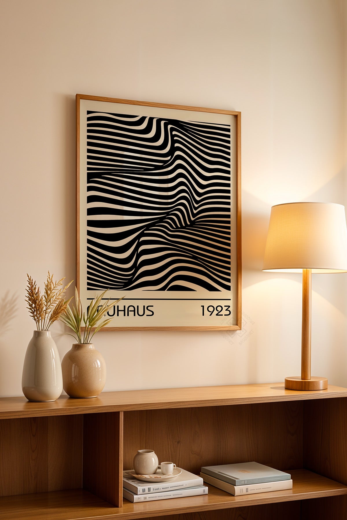 Bauhaus Serisi Ahşap Çerçeveli Poster, Tablo No:35