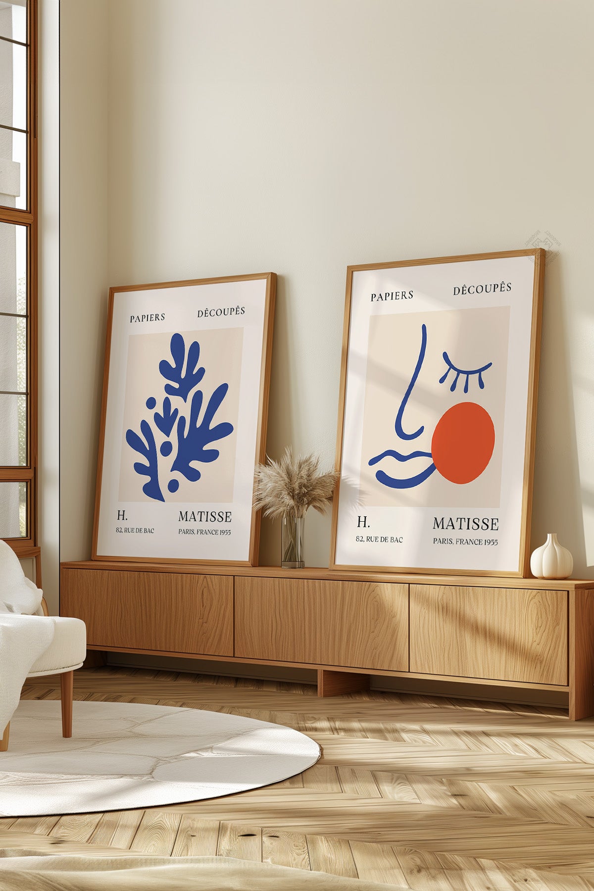 Mavi Matisse 2'li Ahşap Çerçeveli Poster, Tablo Seti No:27