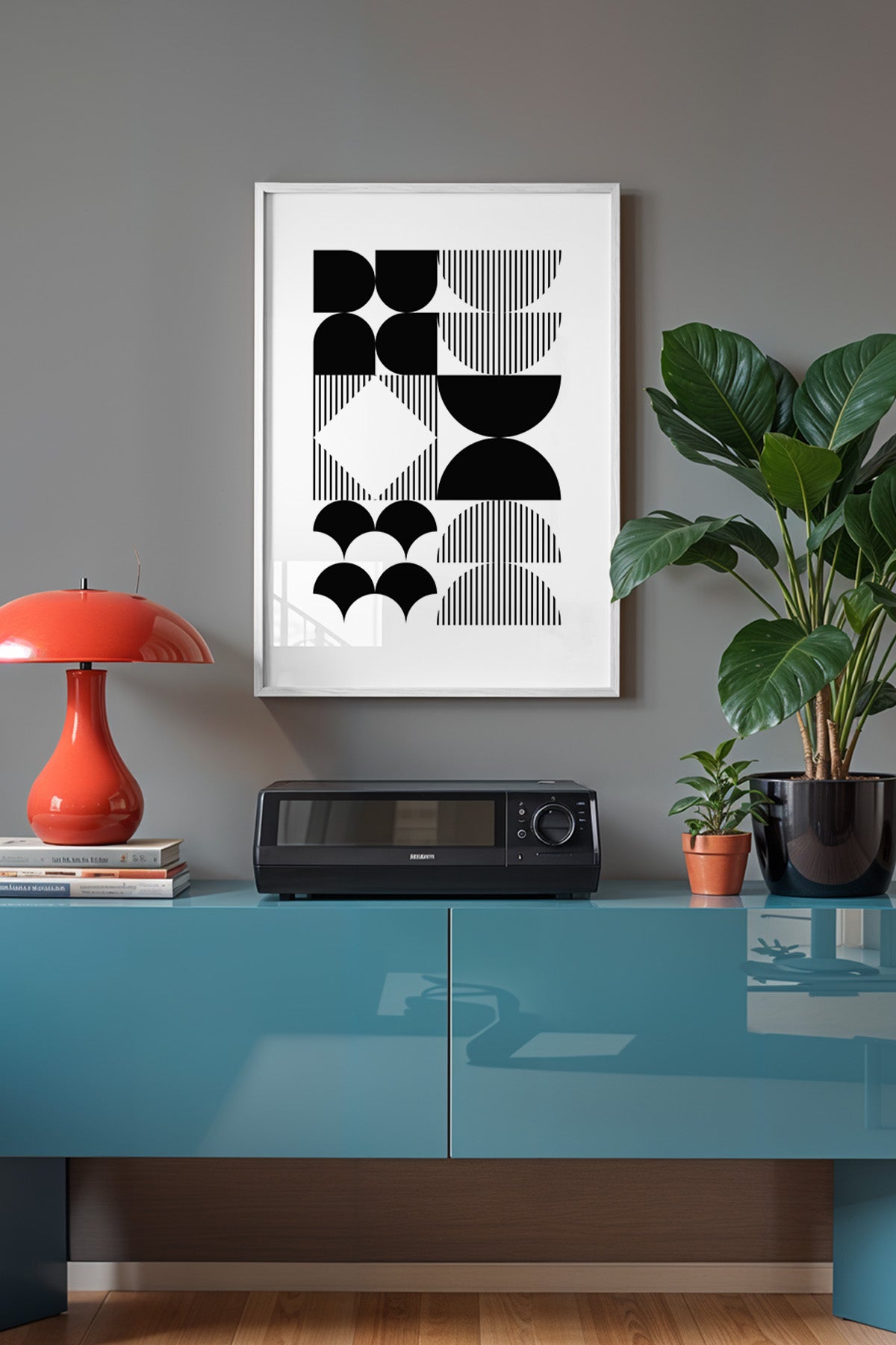 Bauhaus Serisi Beyaz Çerçeveli Poster, Tablo No:108
