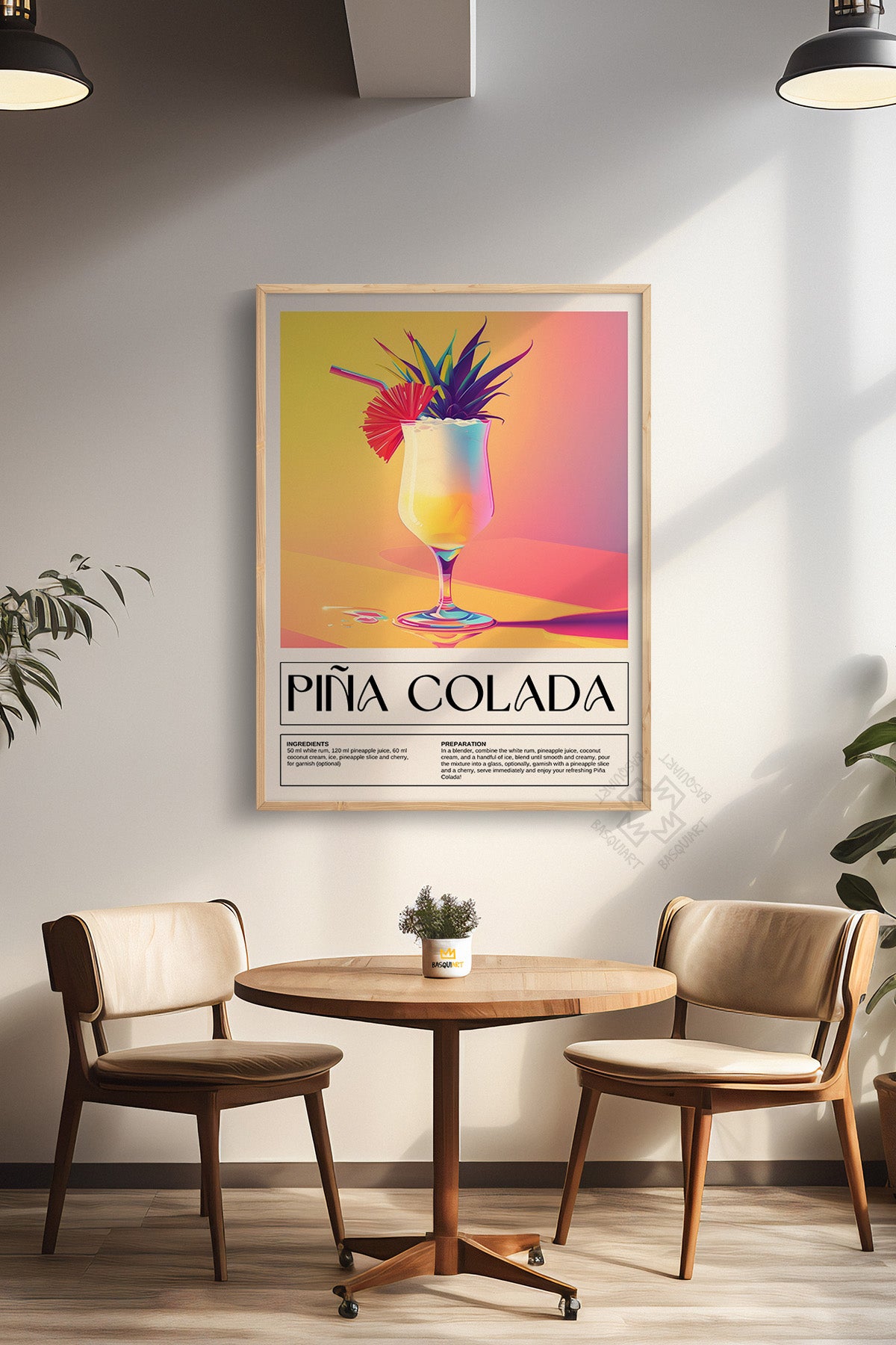 Kokteyl Serisi Ahşap Çerçeveli Poster, Tablo, Cafe, Restoran, Mutfak Duvar Dekoru No:12