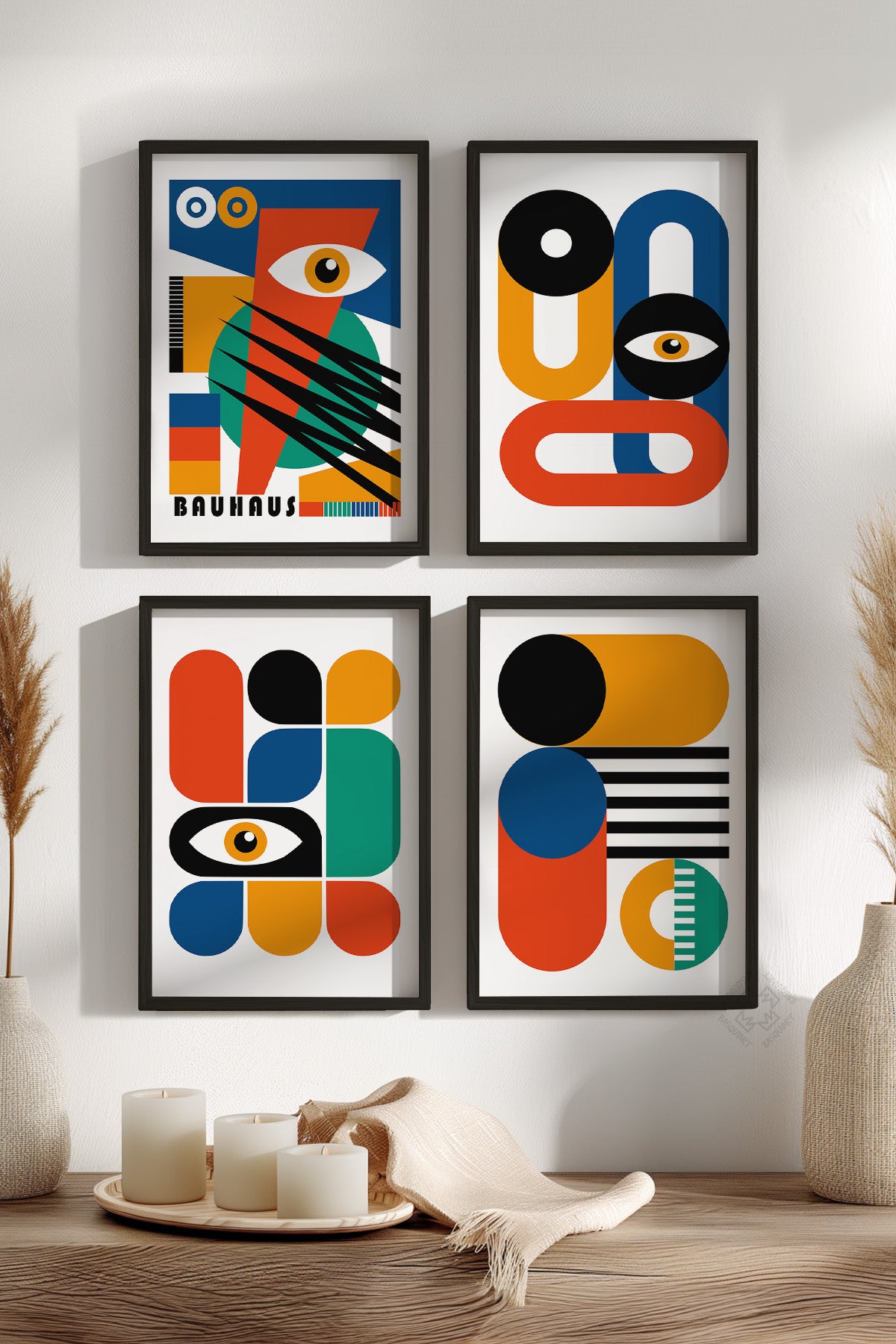 Bauhaus 4'lü Siyah Çerçeveli Poster, Tablo Seti No:21
