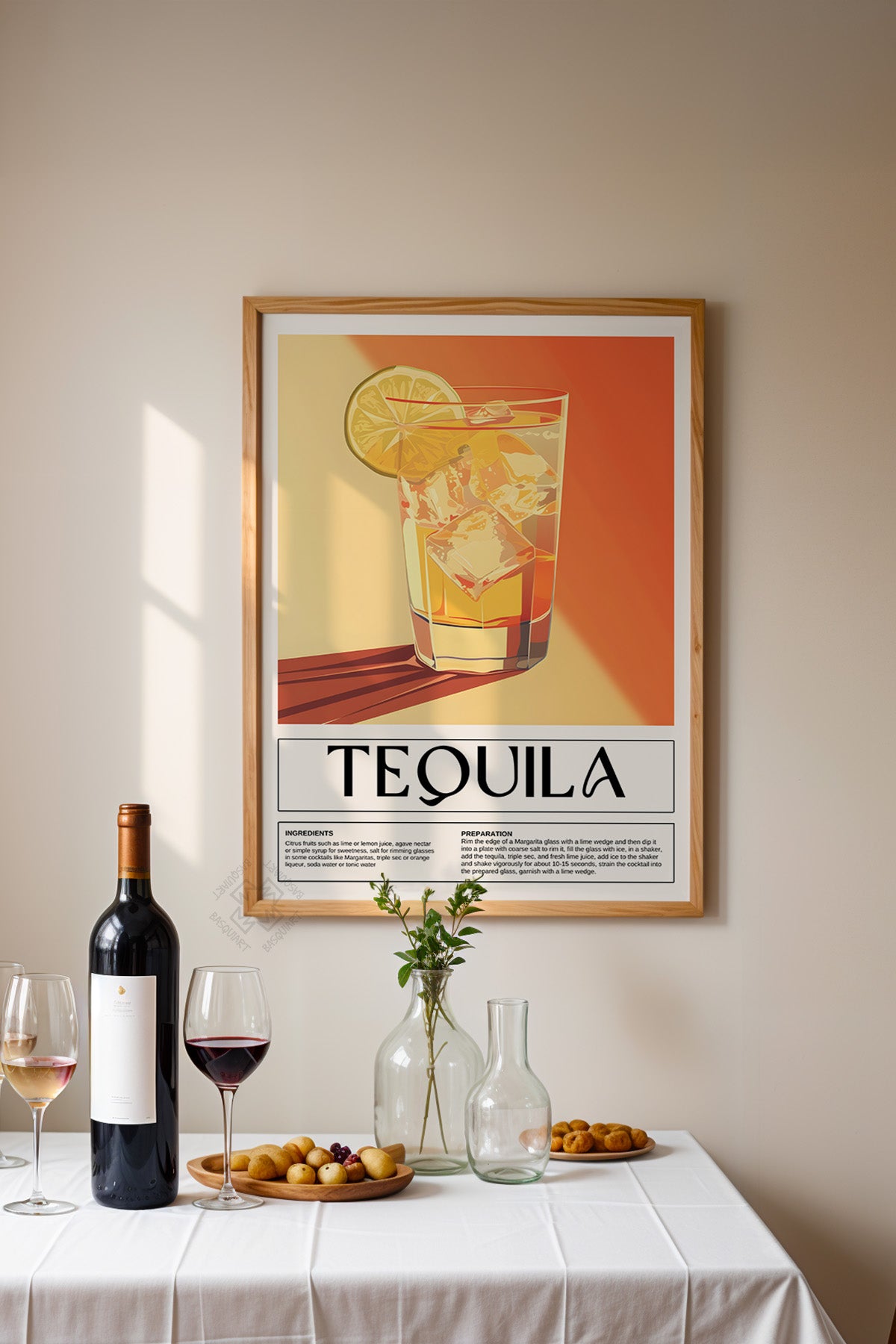 Kokteyl Serisi Ahşap Çerçeveli Poster, Tablo, Cafe, Restoran, Mutfak Duvar Dekoru No:14